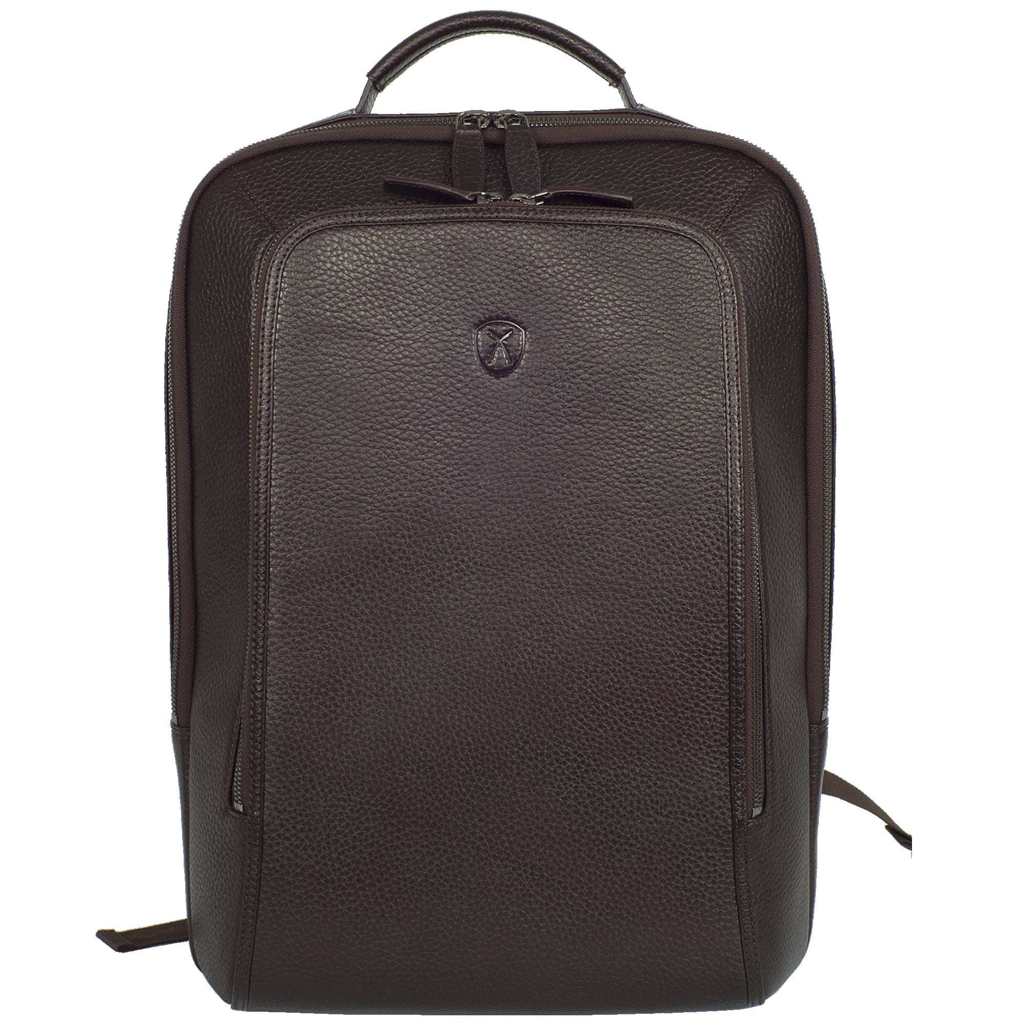 Businessrucksack Lederrucksack 15 Zoll geprägtes Leder braun 3 Fächer - Corf Offermann