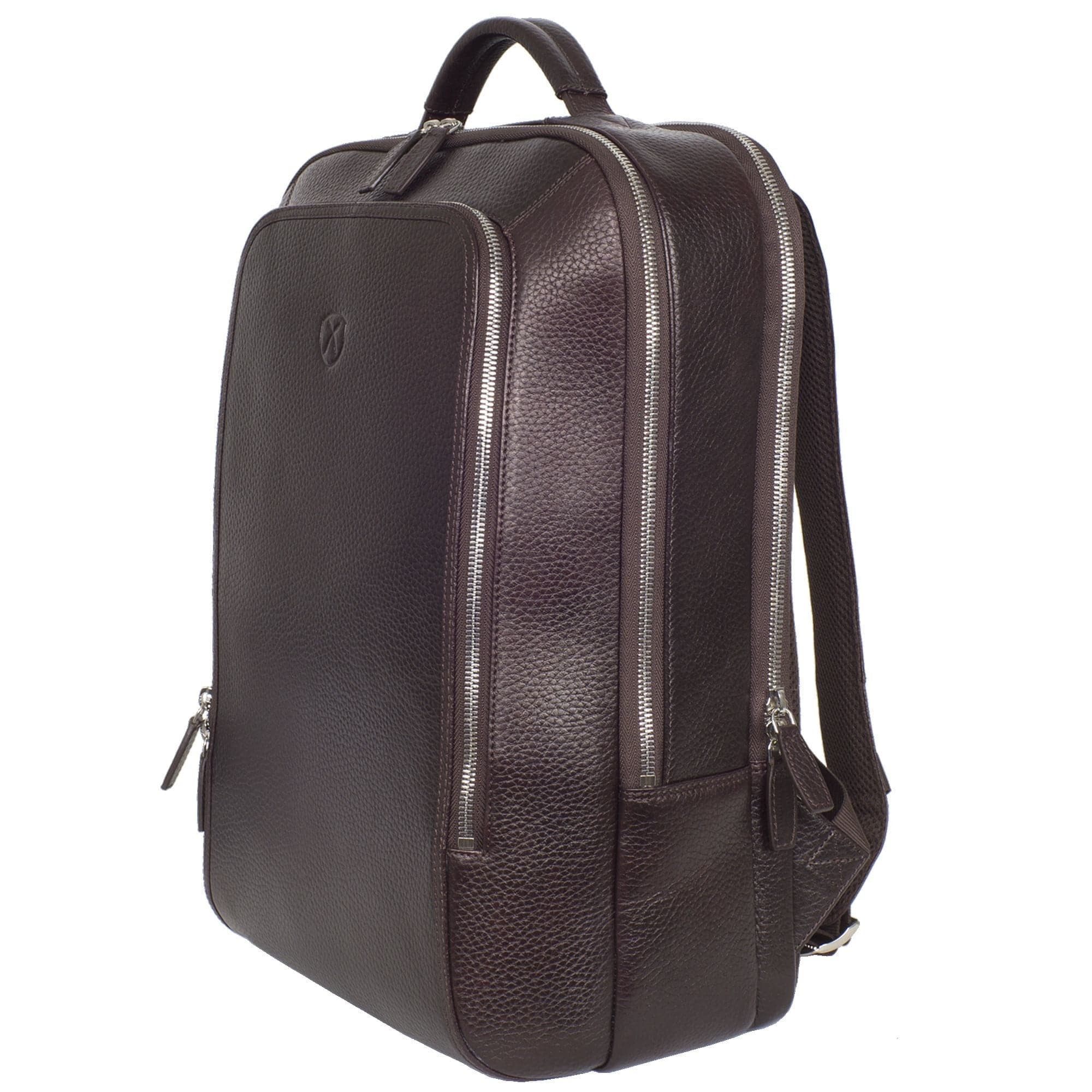 Businessrucksack Lederrucksack 15 Zoll geprägtes Leder braun 3 Fächer - Corf Offermann