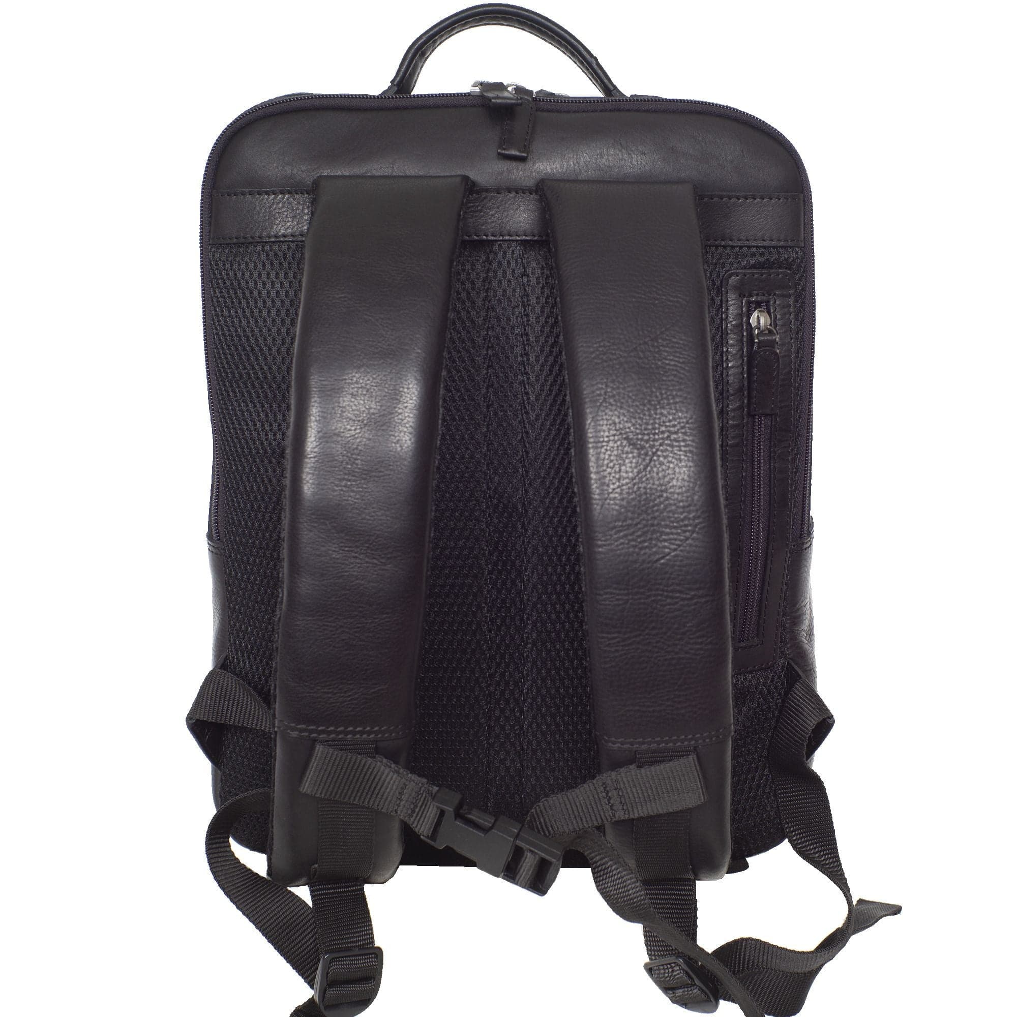 Businessrucksack Lederrucksack 15 Zoll Leder schwarz 2 große Fächer - Corf Offermann