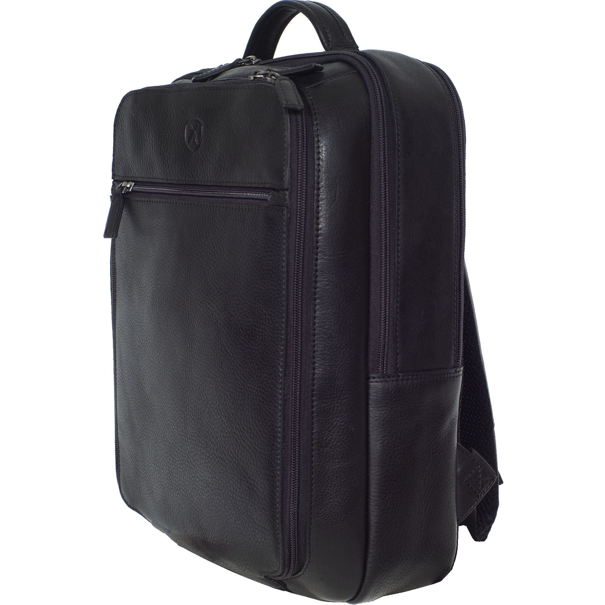 Businessrucksack Lederrucksack 15 Zoll Leder schwarz 2 große Fächer - Corf Offermann