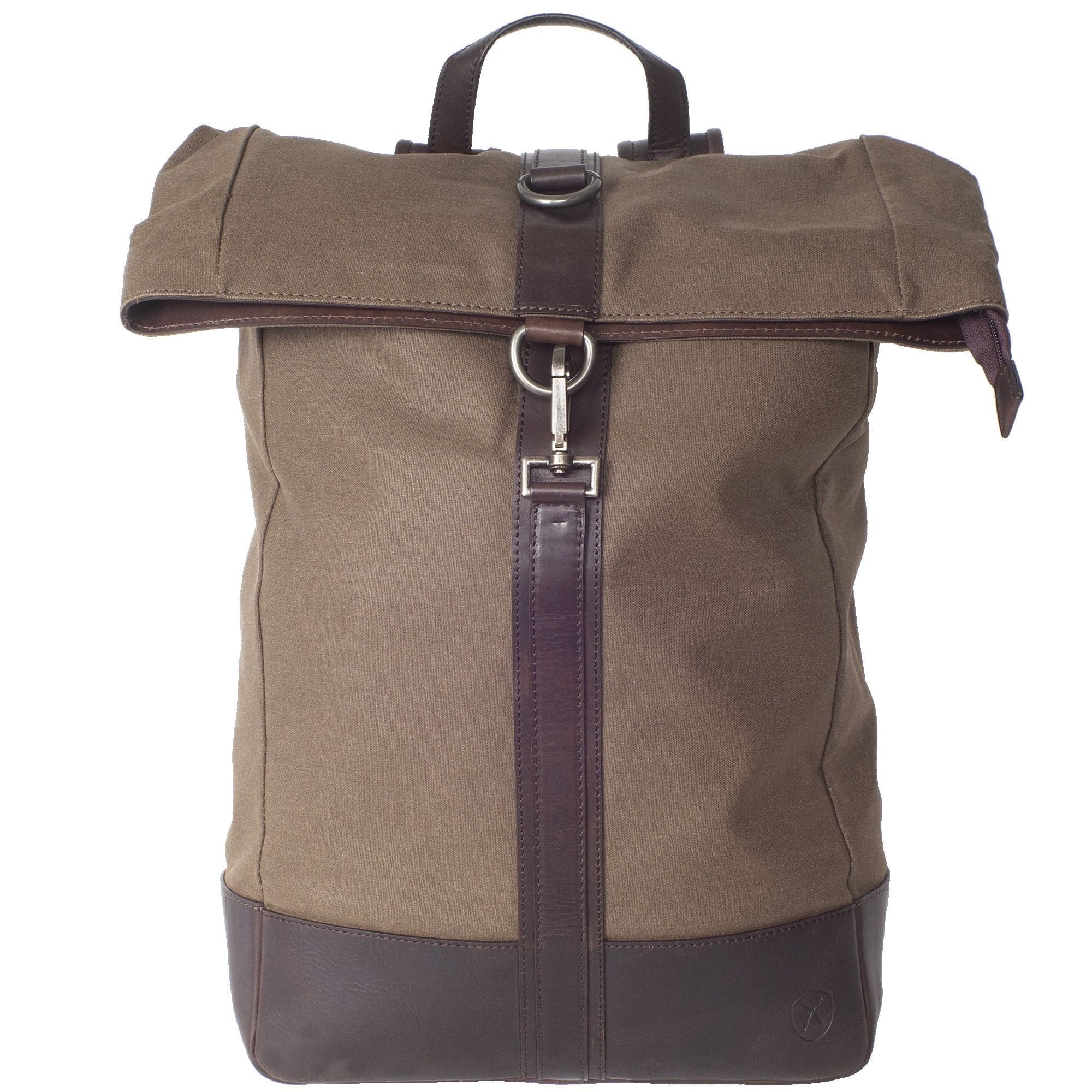 Rucksack Canvas/Leder braun 15 Zoll