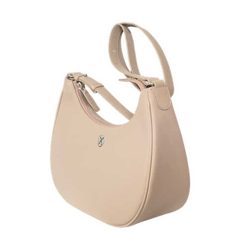 Elegante Schultertasche glattes Leder beige - Corf Offermann