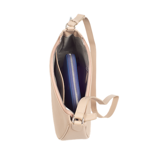 Elegante Schultertasche glattes Leder beige - Corf Offermann