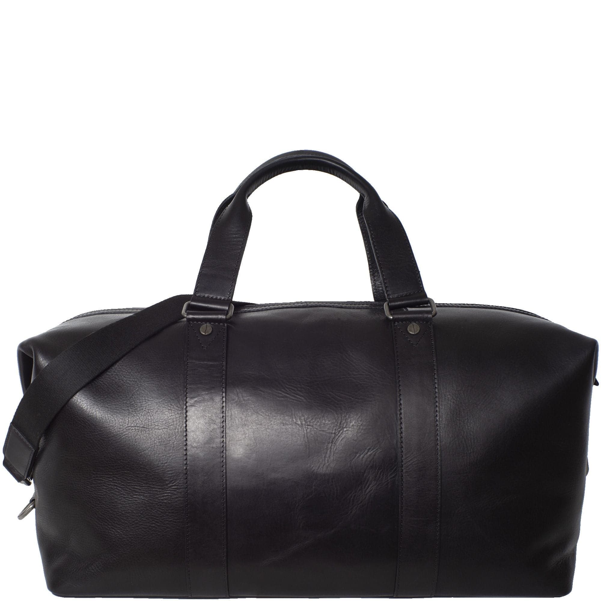 Leder Weekender Reisetasche Leder schwarz mit Trageriemen - Corf Offermann
