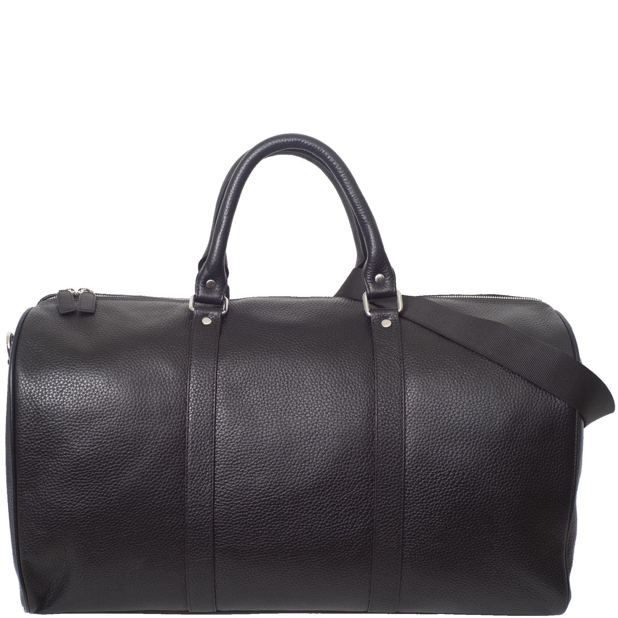 Reisetasche Weekender 50 cm geprägtes Leder schwarz Tragegurt 2 Vortaschen - Corf Offermann