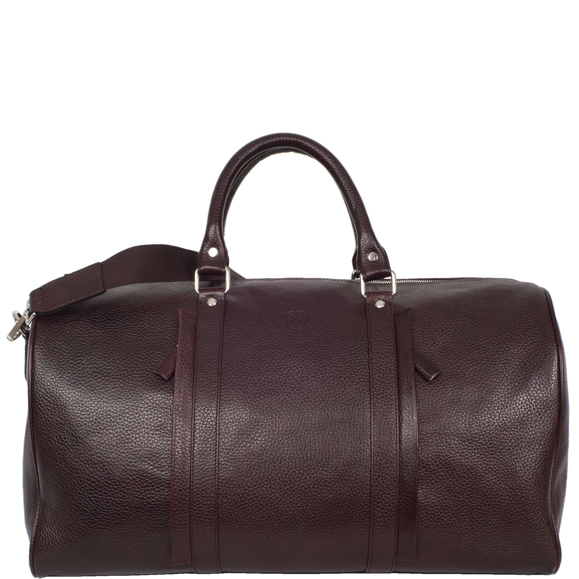 Reisetasche Weekender 50 cm geprägtes Leder braun Tragegurt 2 Vortaschen - Corf Offermann