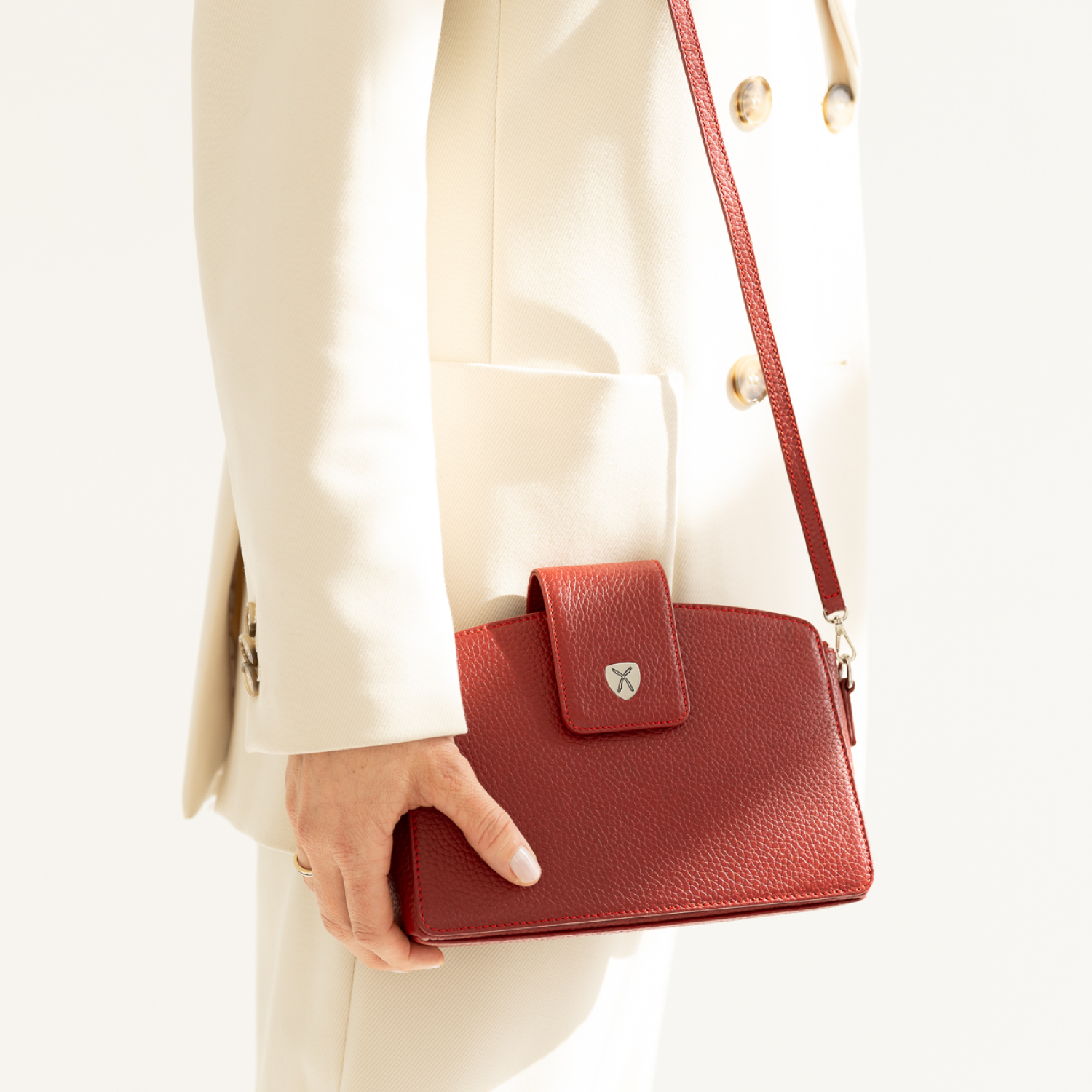 Handtasche Schultertasche Glattleder beige - Corf Offermann