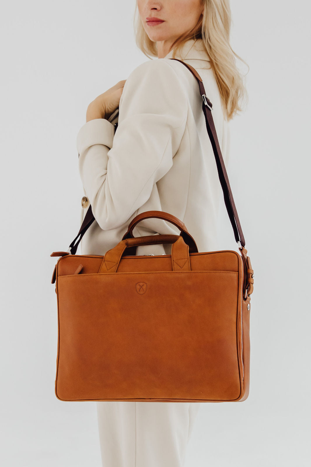 Laptoptasche Businesstasche 15 Zoll Leder cognac