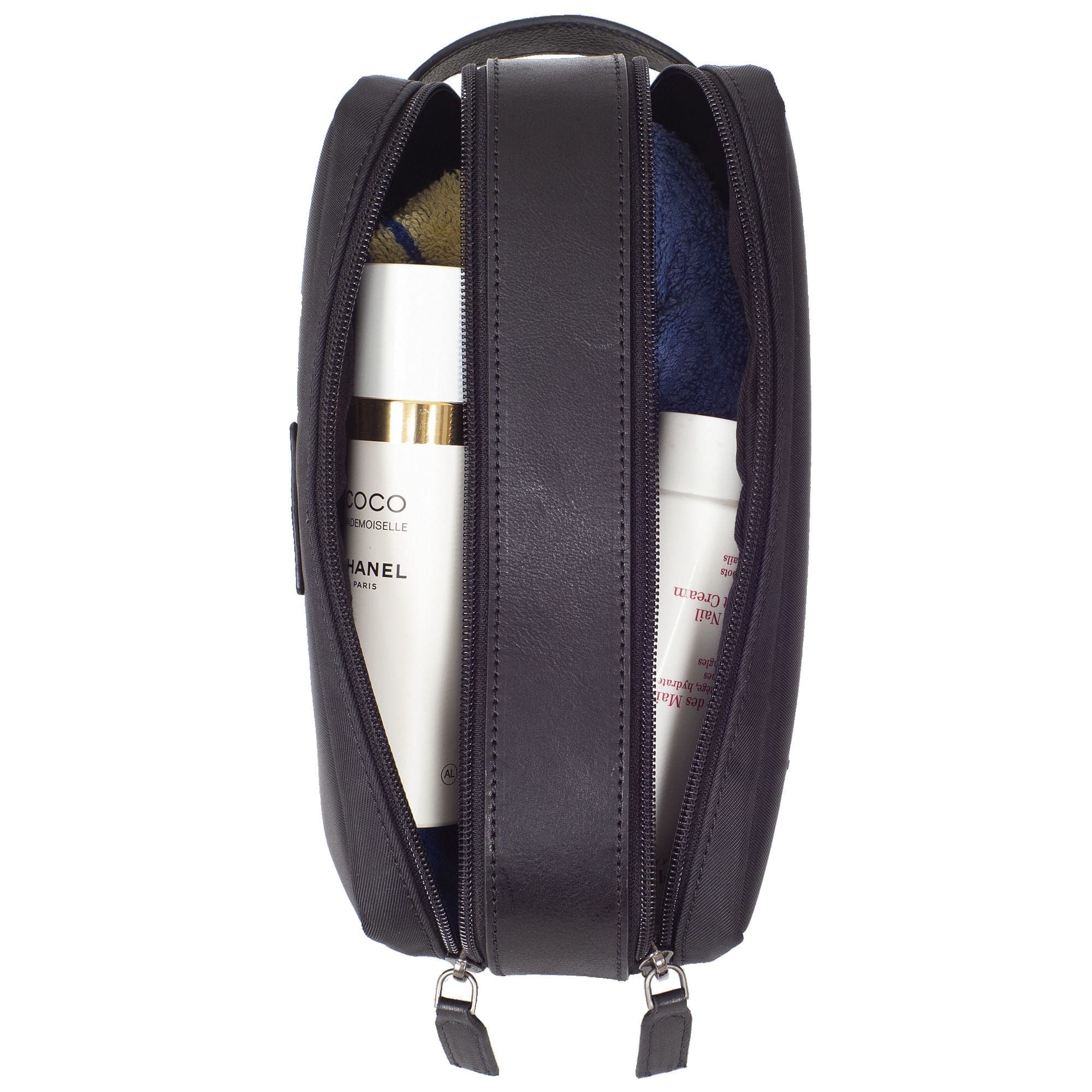 Kulturtasche Leder Coram-Nylon schwarz - Corf Offermann