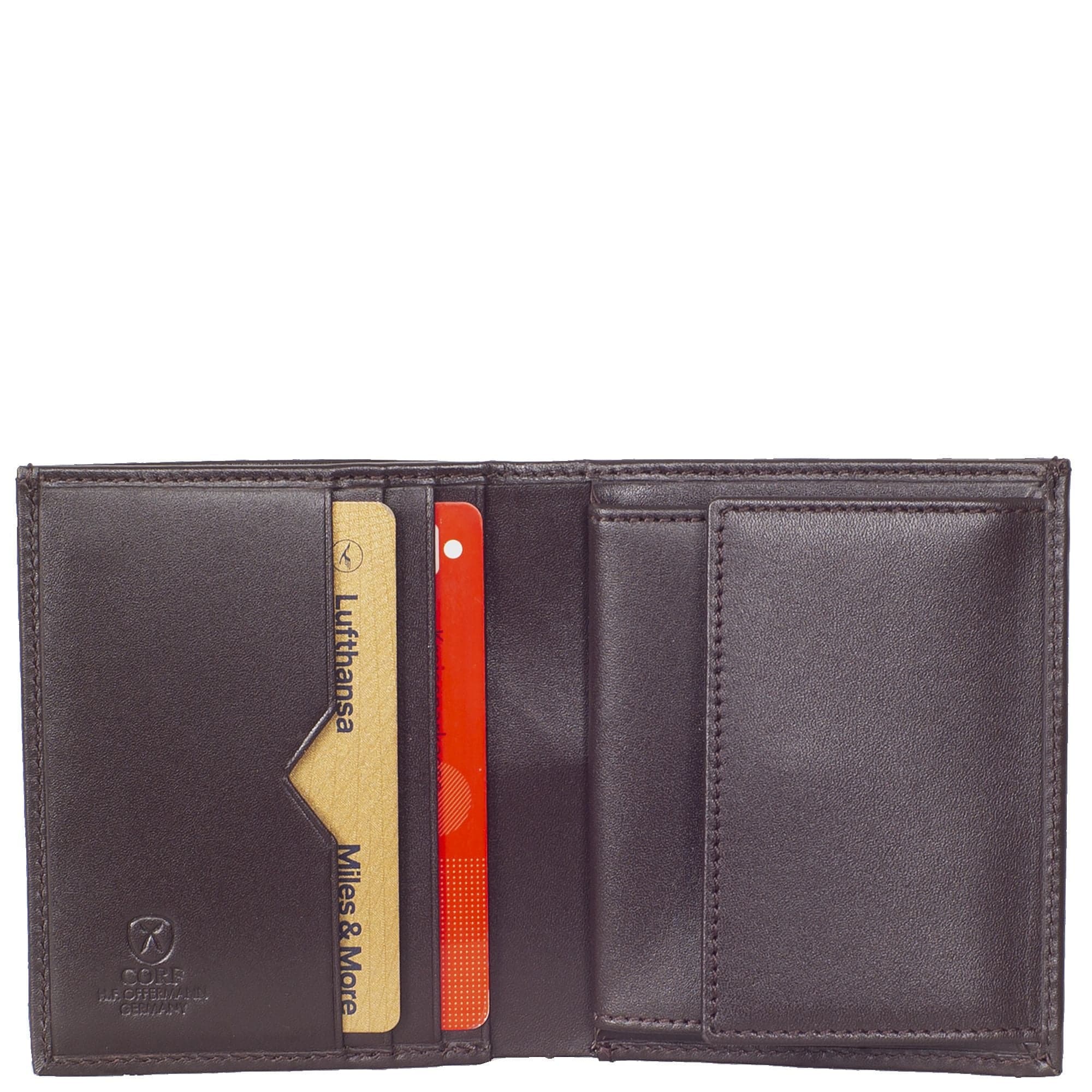 Geldbörse Portemonnaie klein glattes Leder braun mit Münzfach - Corf Offermann