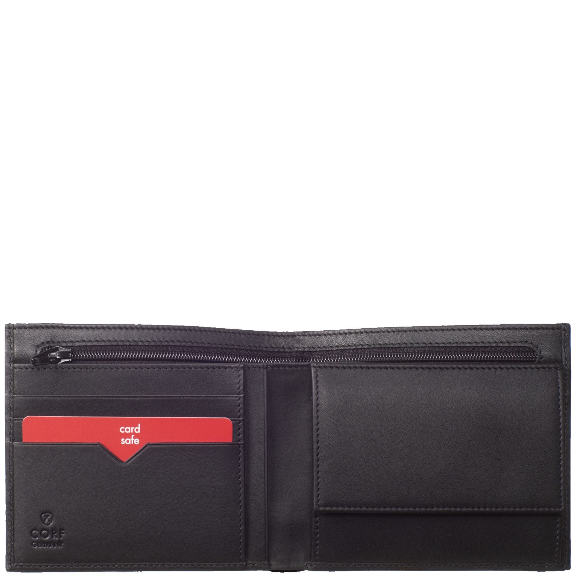 Geldbörse Portemonnaie Leder schwarz mit innen Reißverschluß - Corf Offermann