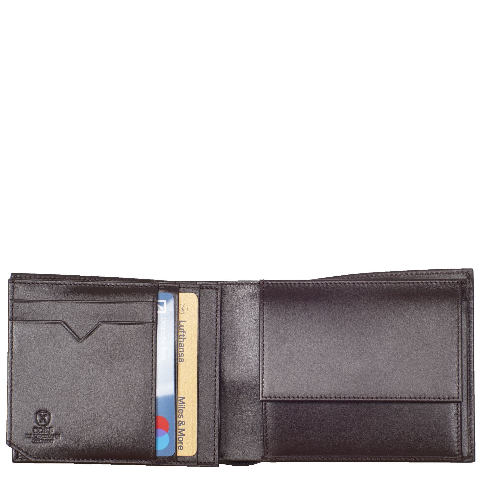 Geldbörse Portemonnaie glattes Leder braun Querformat - Corf Offermann