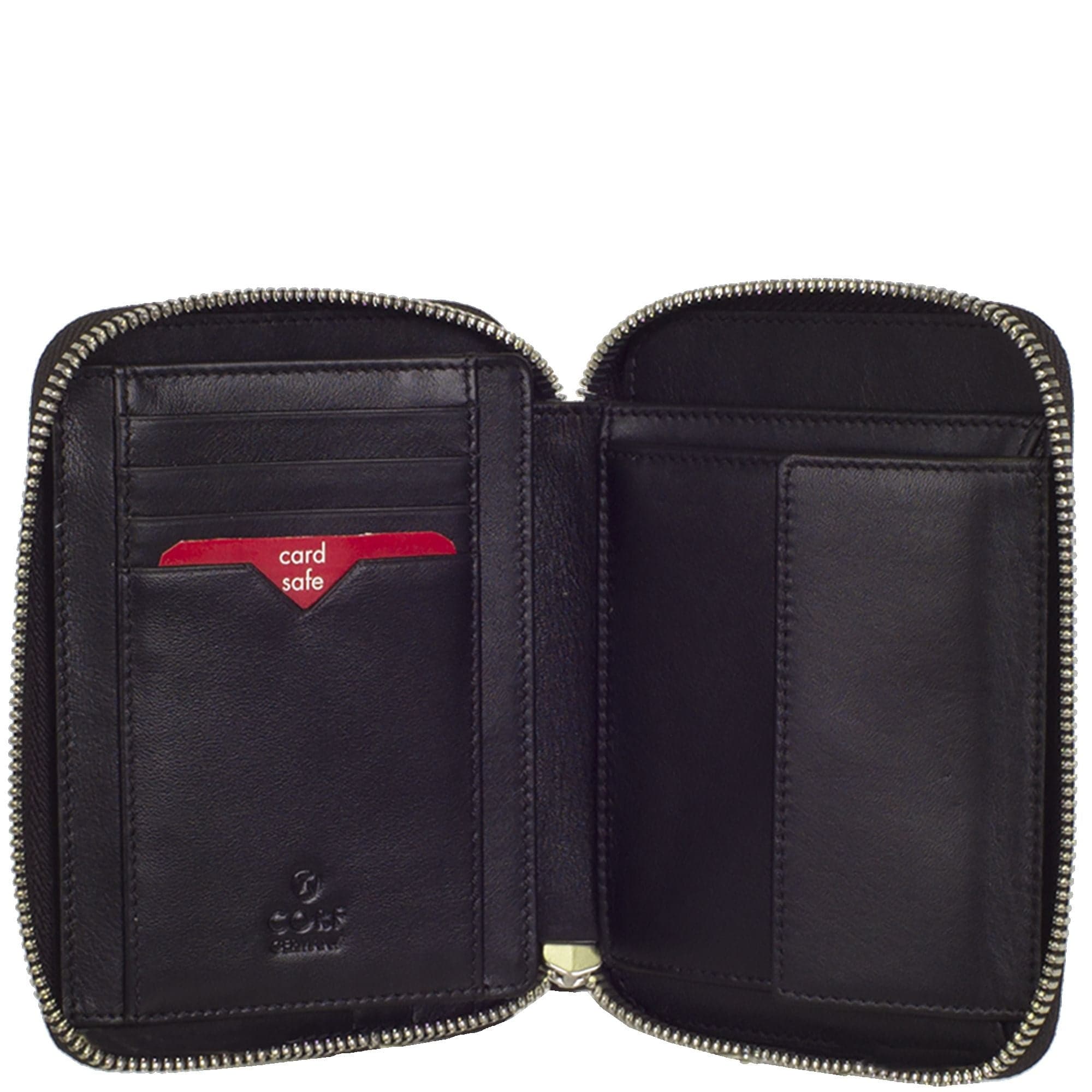 Geldbörse Portemonnaie Leder schwarz mit Reißverschluss - Corf Offermann