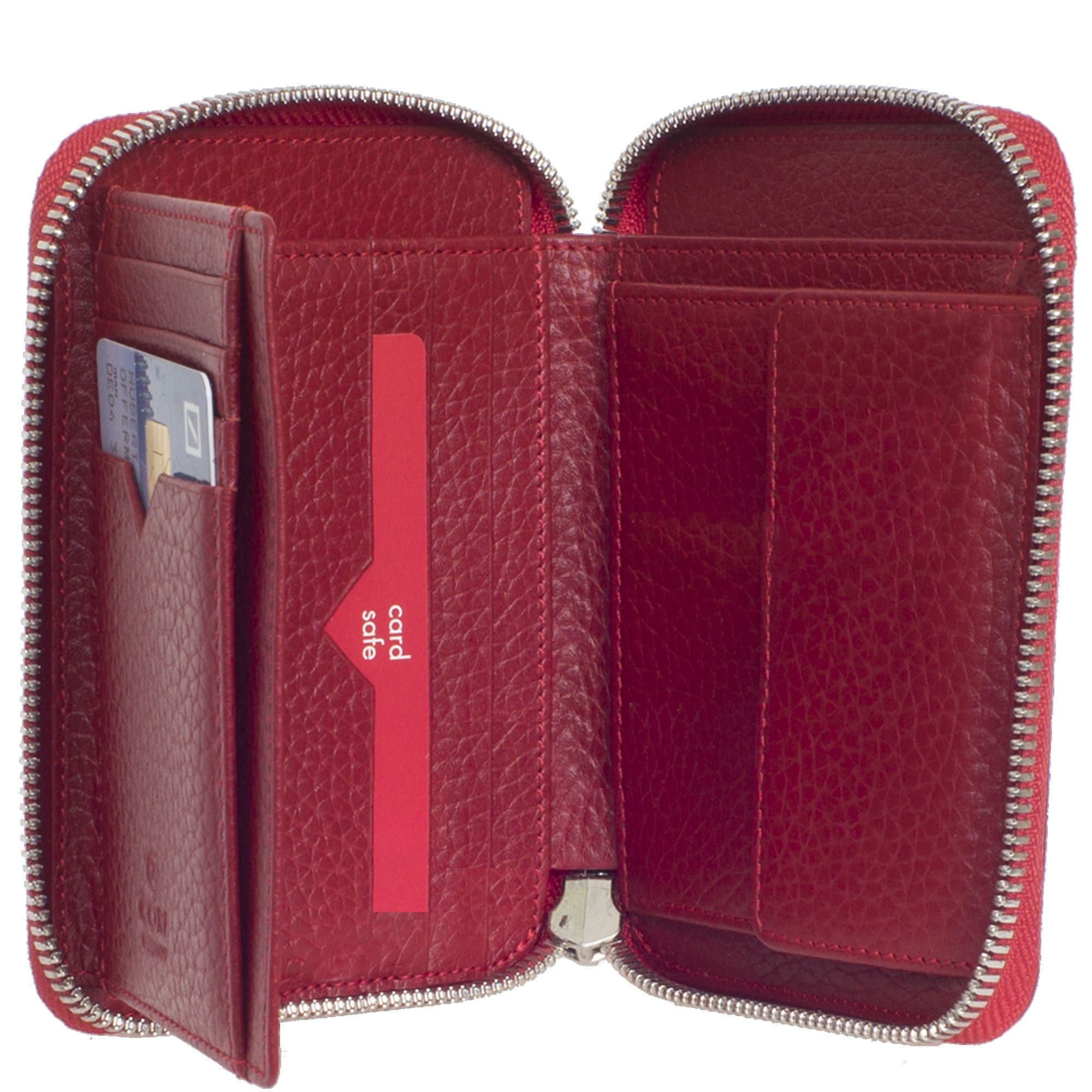 Geldbörse Portemonnaie Leder rot mit Reißverschluss
