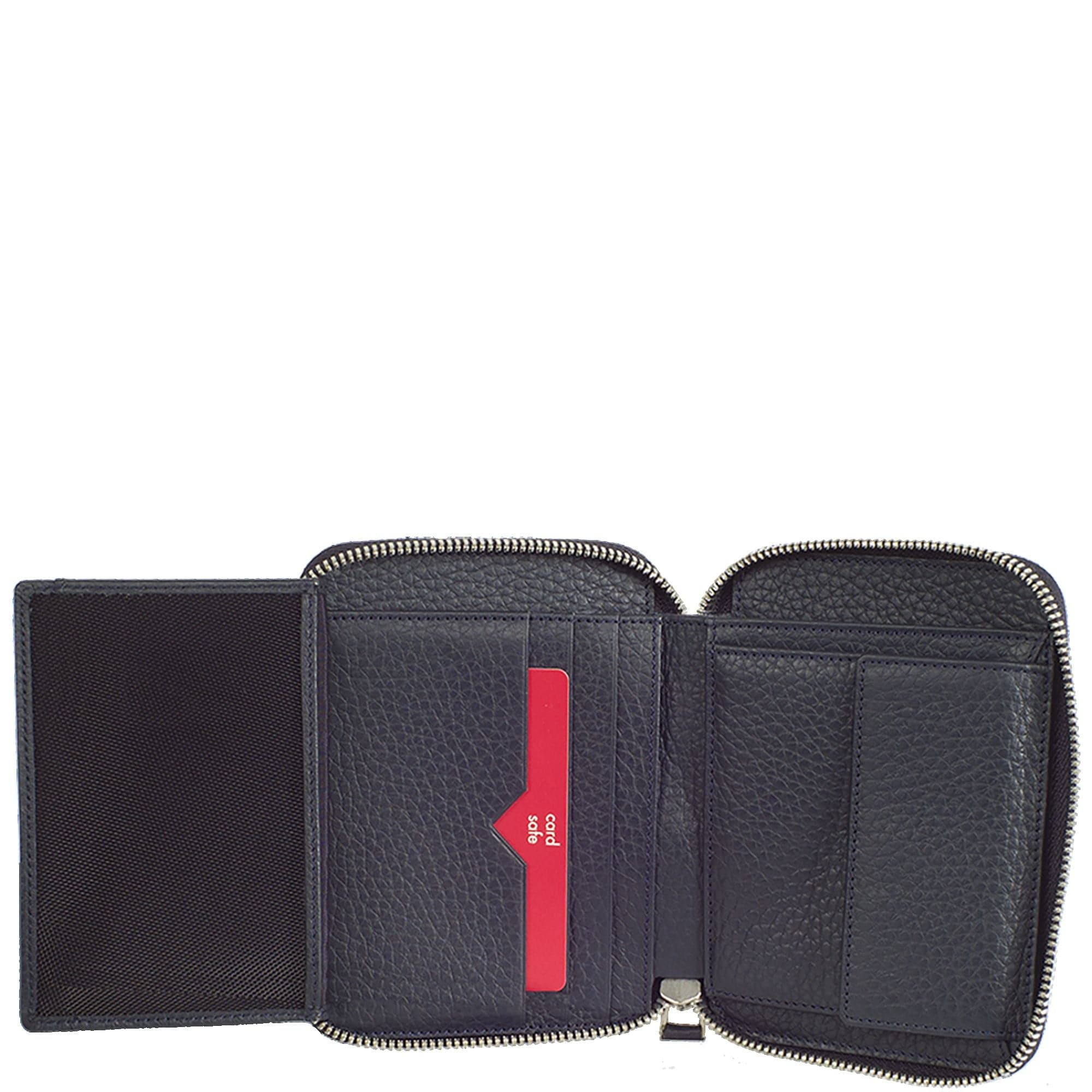 Geldbörse Portemonnaie Leder blau mit Reißverschluss - Corf Offermann