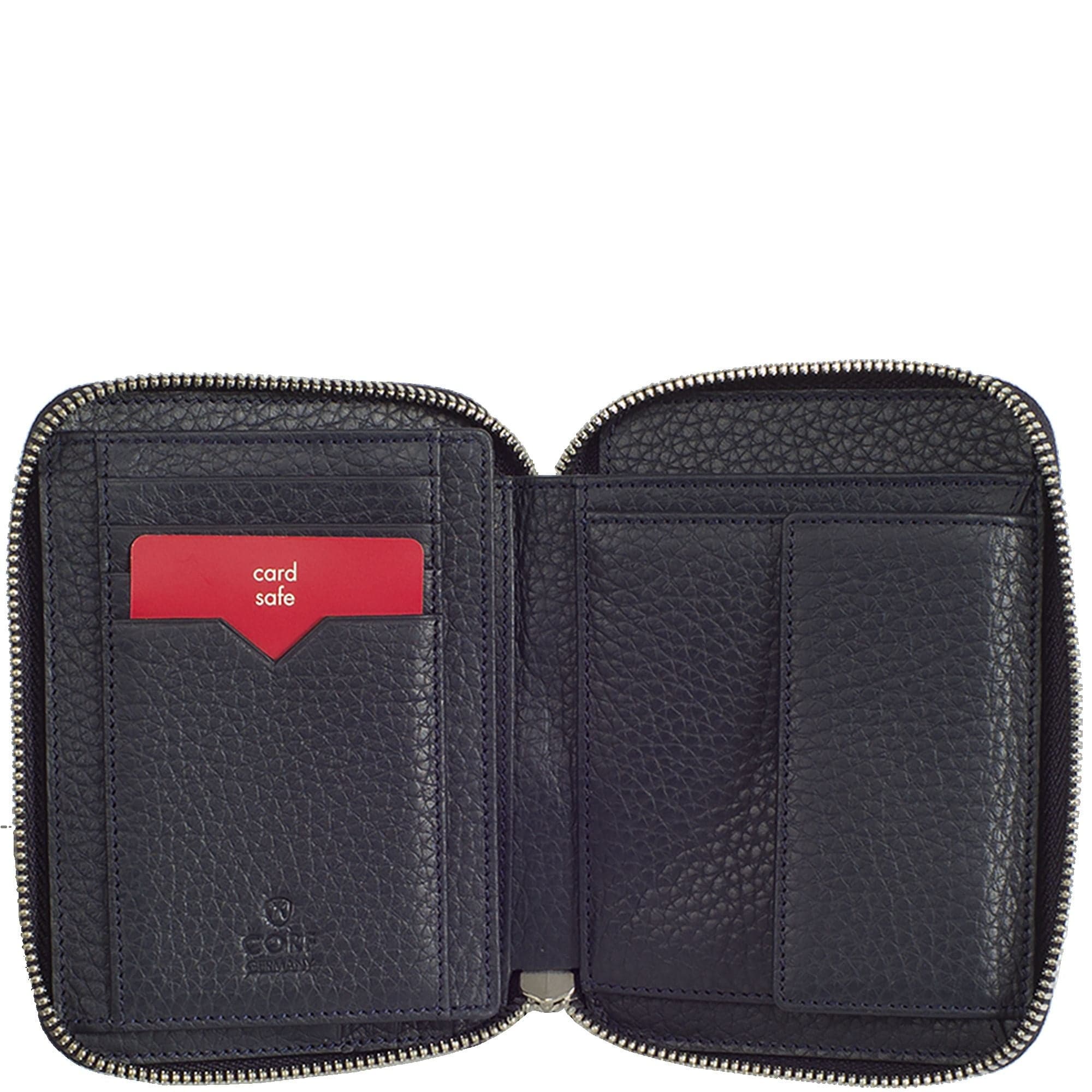 Geldbörse Portemonnaie Leder blau mit Reißverschluss - Corf Offermann