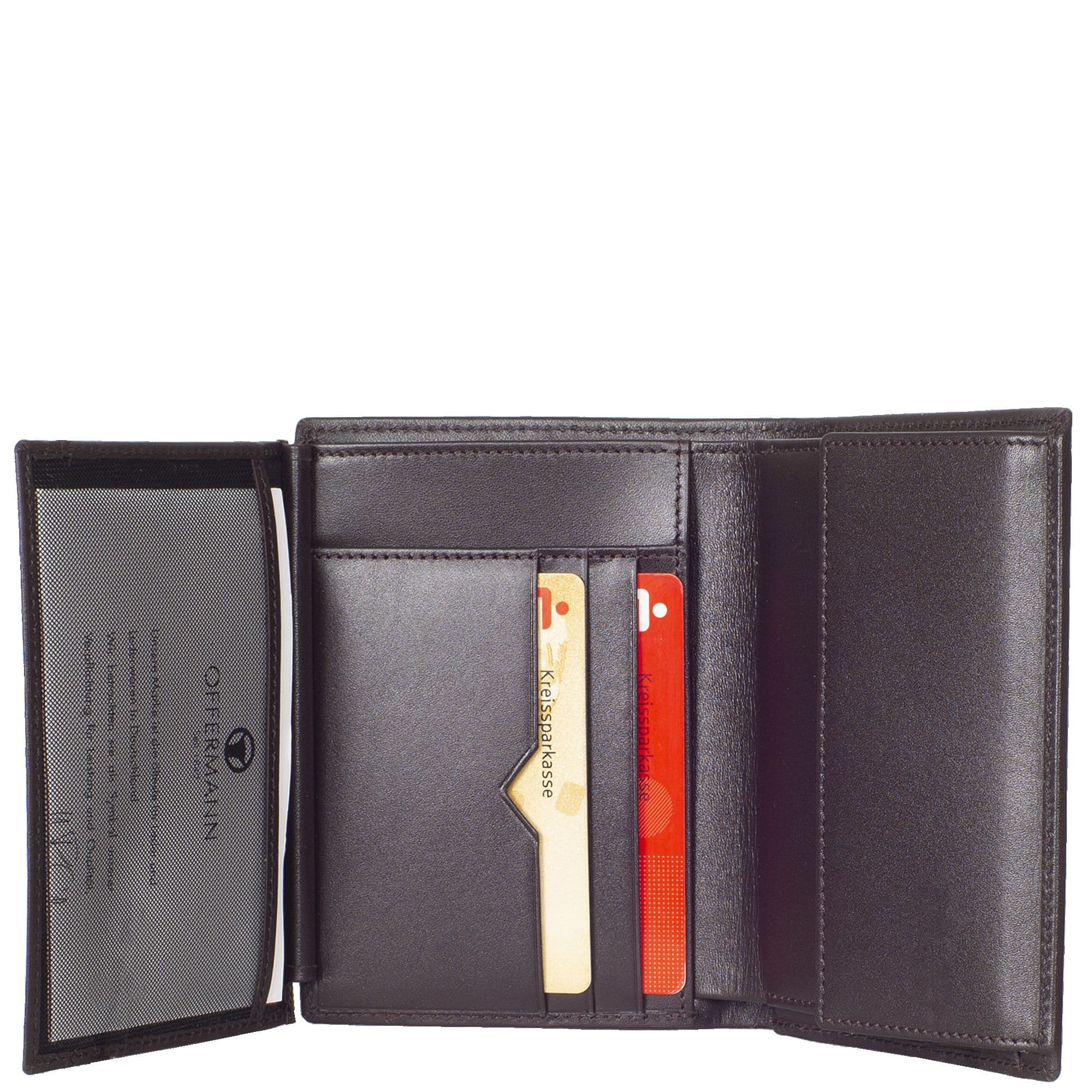 Geldbörse Portemonnaie glattes Leder braun Hochformat - Corf Offermann