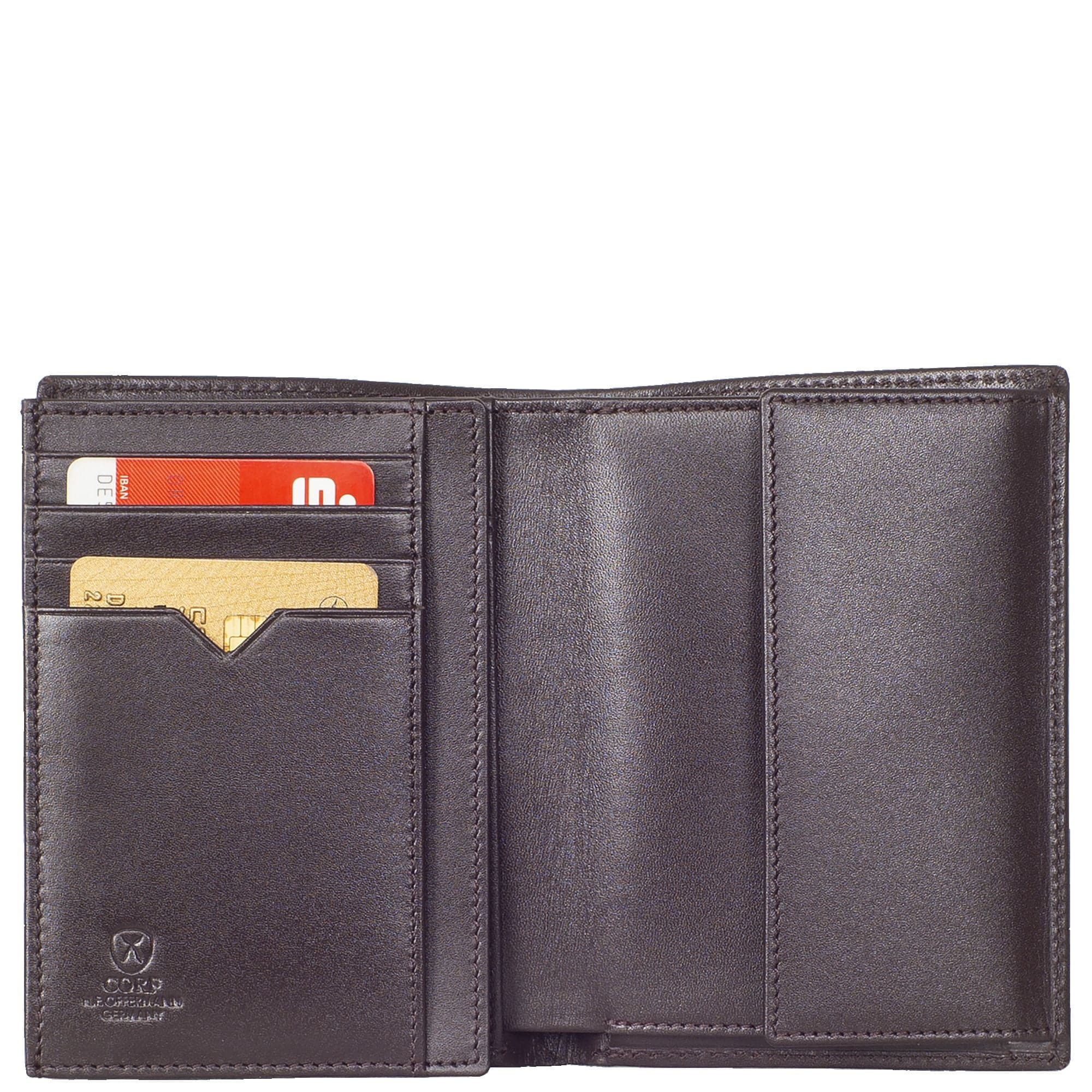 Geldbörse Portemonnaie glattes Leder braun Hochformat - Corf Offermann