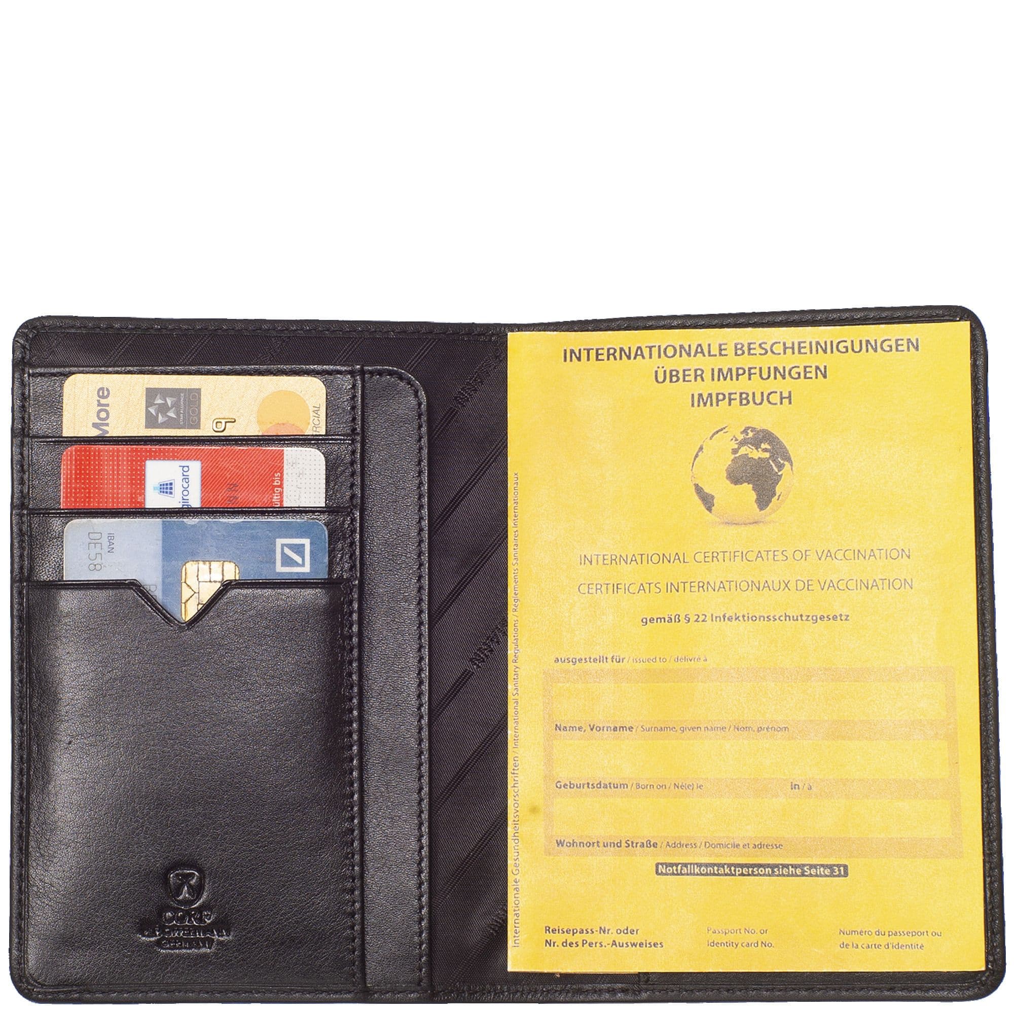 Impf- und Reisepassetui mit Kartenfächern aus hochwertigem Leder - Corf Offermann