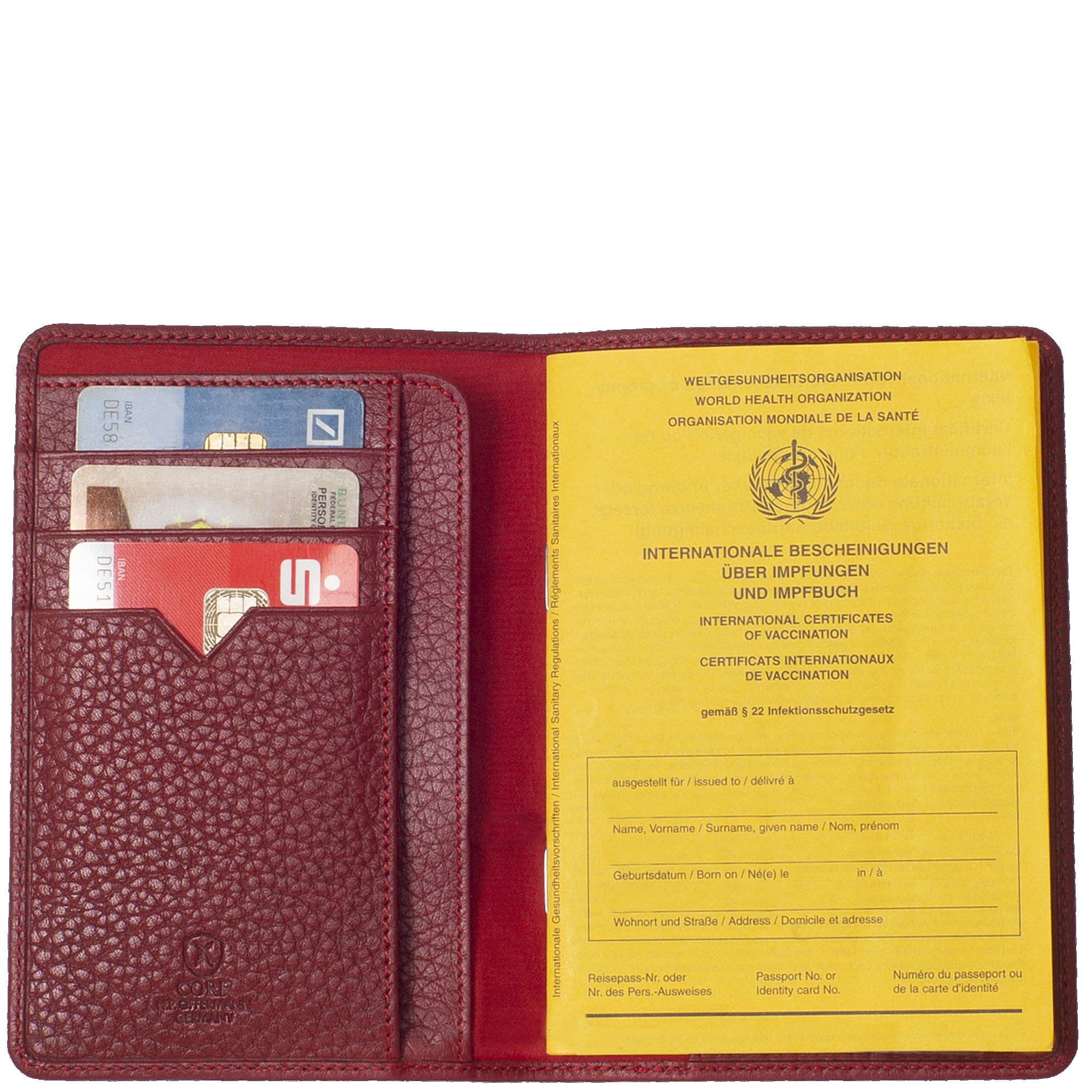 Impf- und Reisepassetui mit Kartenfächern aus hochwertigem Leder - Corf Offermann