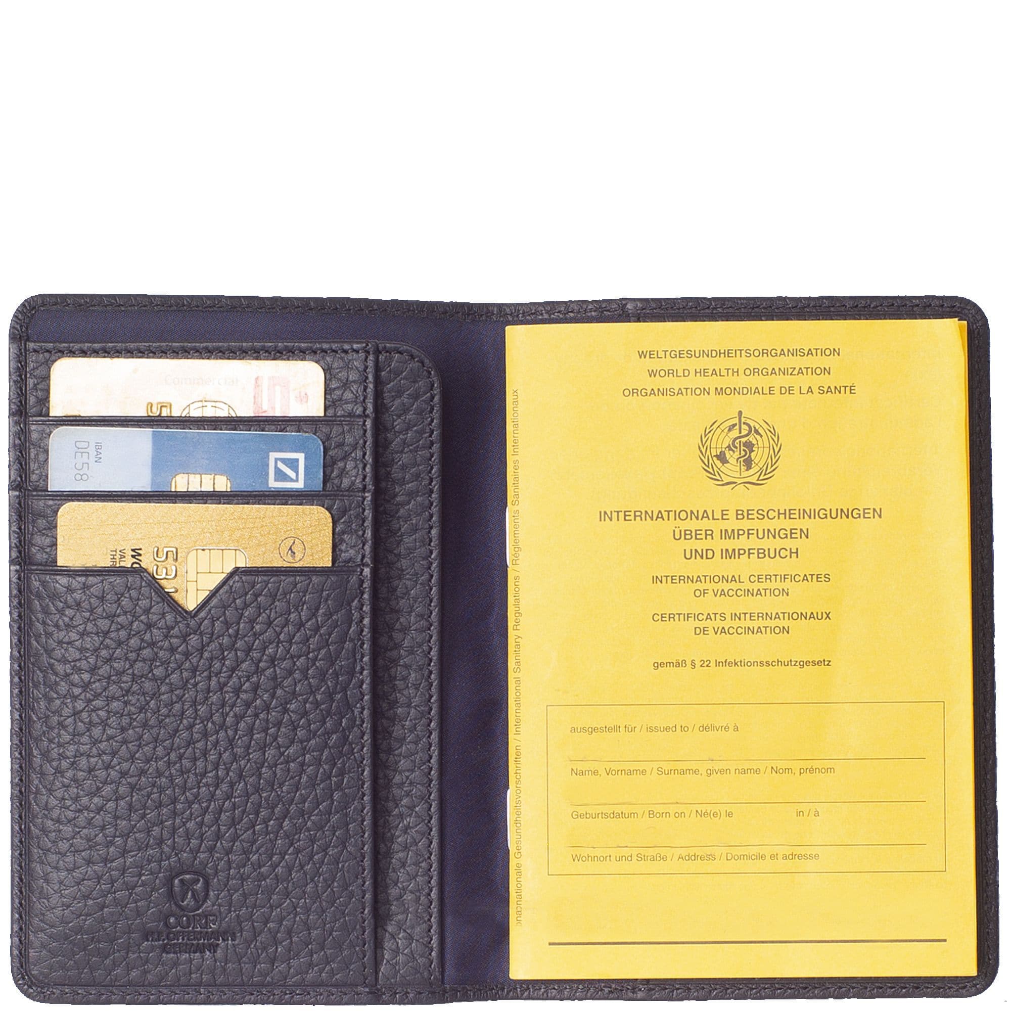 Impf- und Reisepassetui mit Kartenfächern aus hochwertigem Leder - Corf Offermann