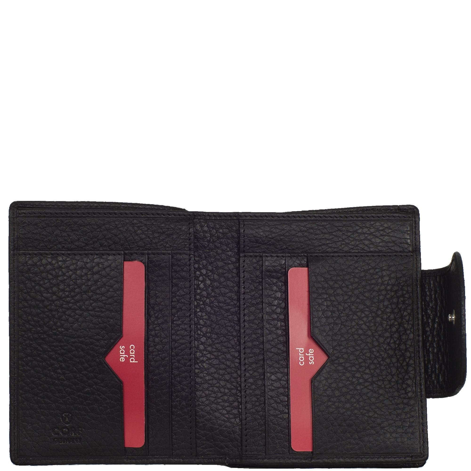 Geldbörse Portemonnaie Leder schwarz mit Lasche - Corf Offermann