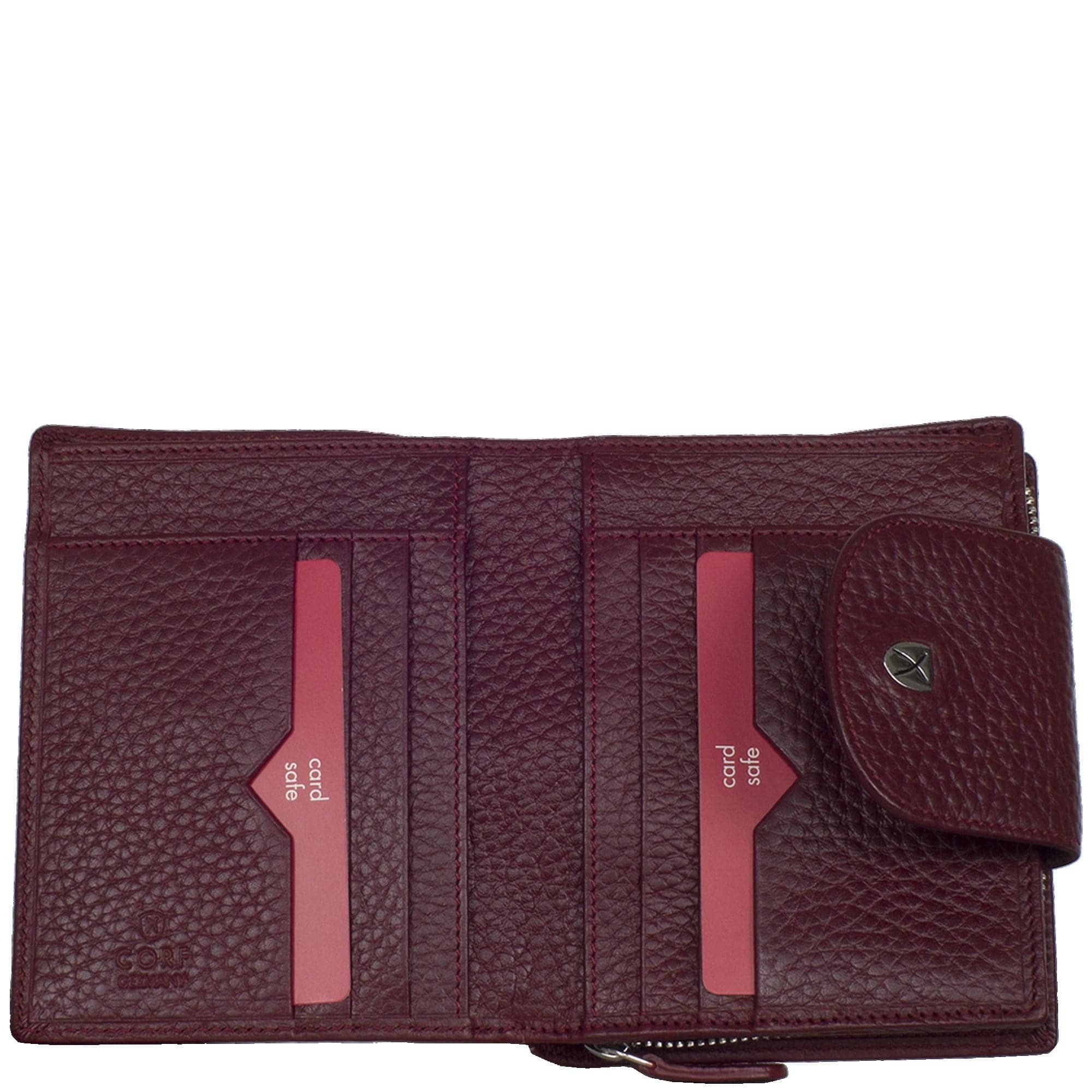 Geldbörse Portemonnaie Leder bordeauxrot mit Lasche - Corf Offermann