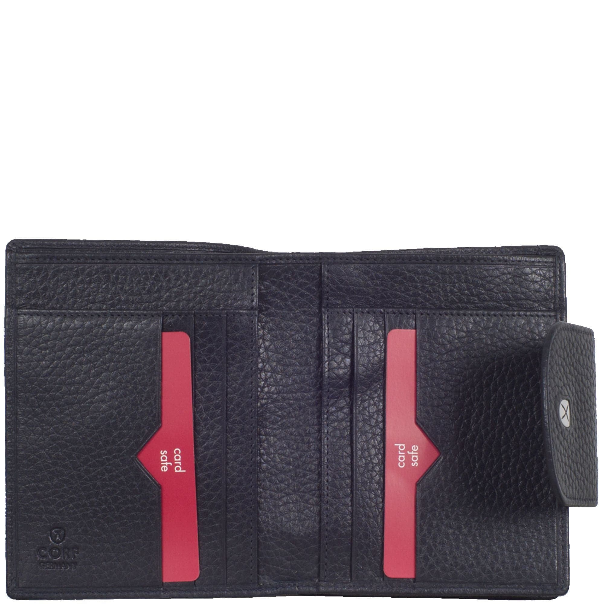 Geldbörse Portemonnaie Leder blau mit Lasche - Corf Offermann