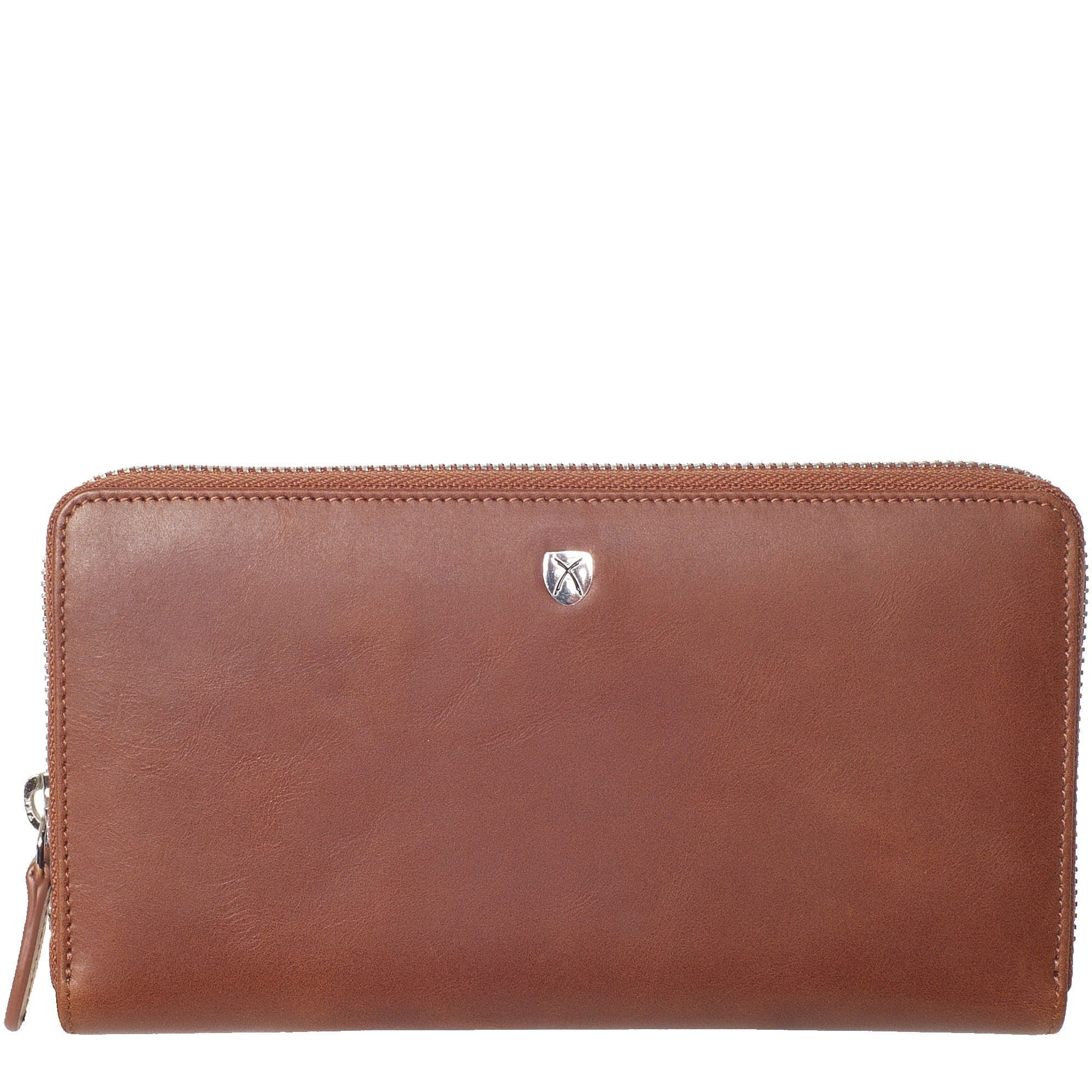 Geldbörse Portemonnaie Leder cognac mit Rundumreißverschluss - Corf Offermann