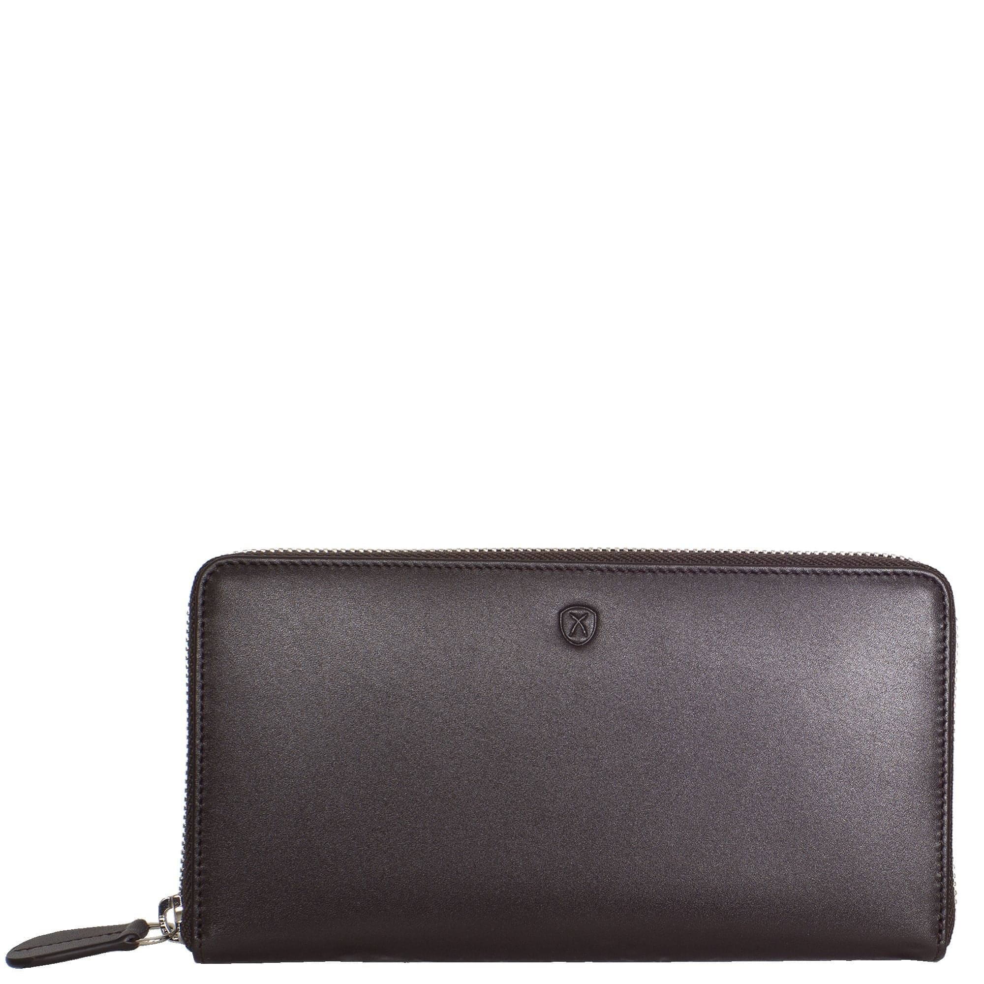 Geldbörse Portemonnaie glattes Leder braun mit Rundumreißverschluss - Corf Offermann