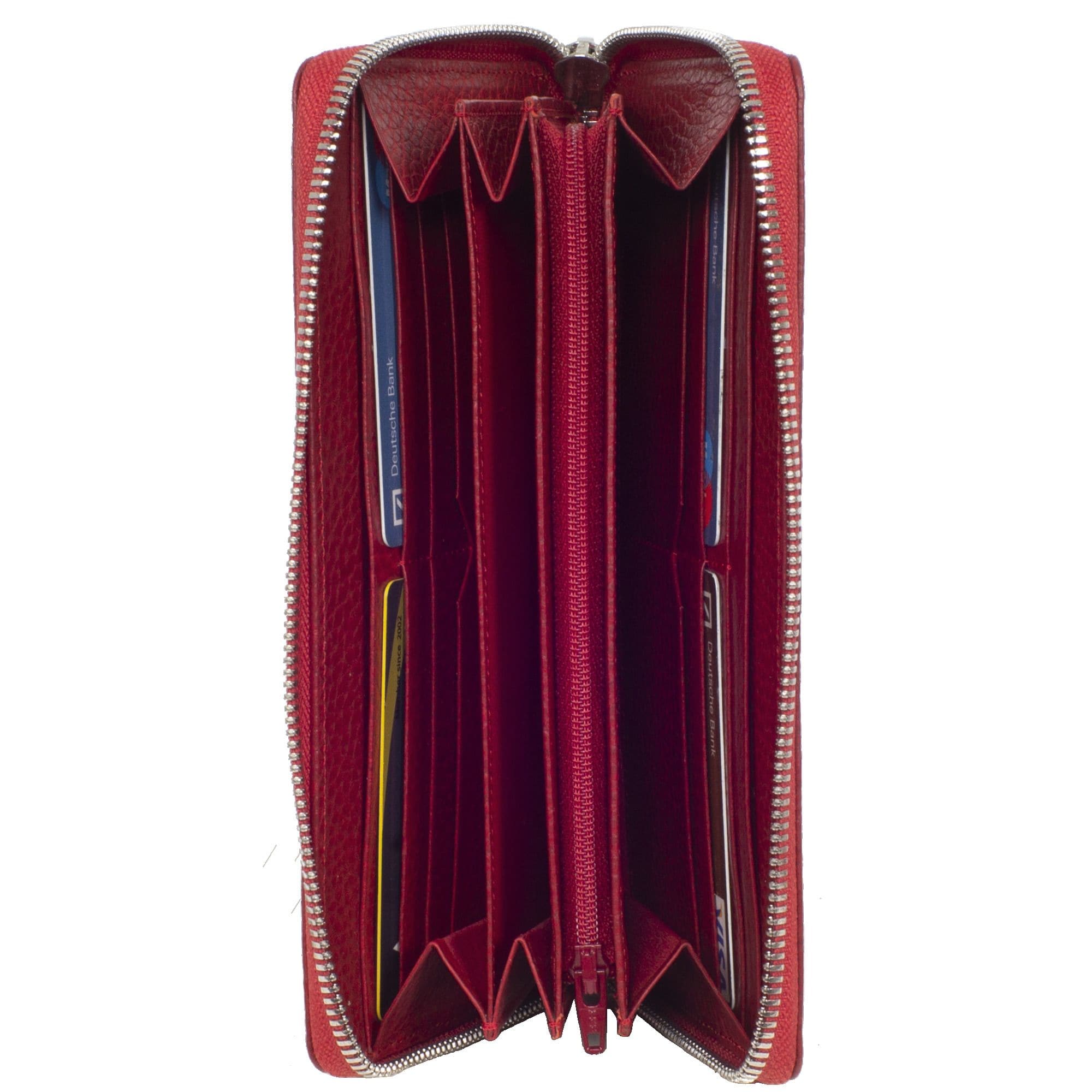 Geldbörse Portemonnaie Leder rot mit Rundumreißverschluss - Corf Offermann