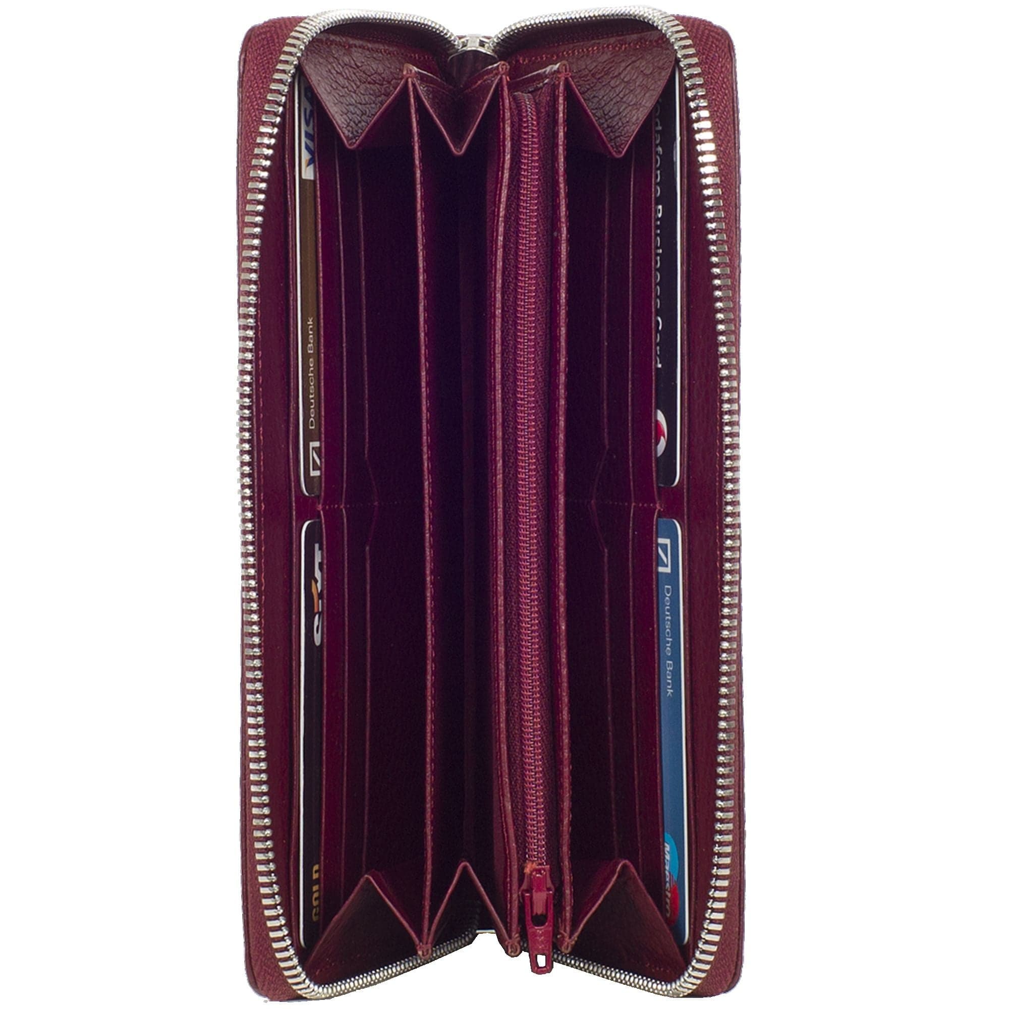 Geldbörse Portemonnaie Leder bordeauxrot mit Rundumreißverschluss - Corf Offermann