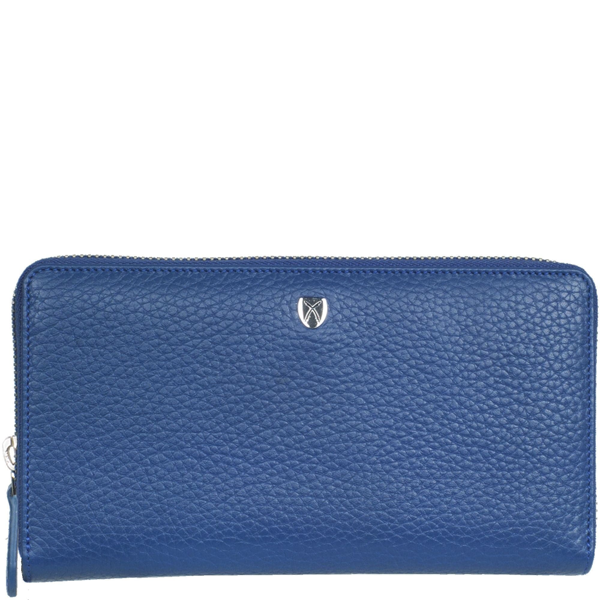 Geldbörse Portemonnaie Leder hellblau mit Rundumreißverschluss - Corf Offermann