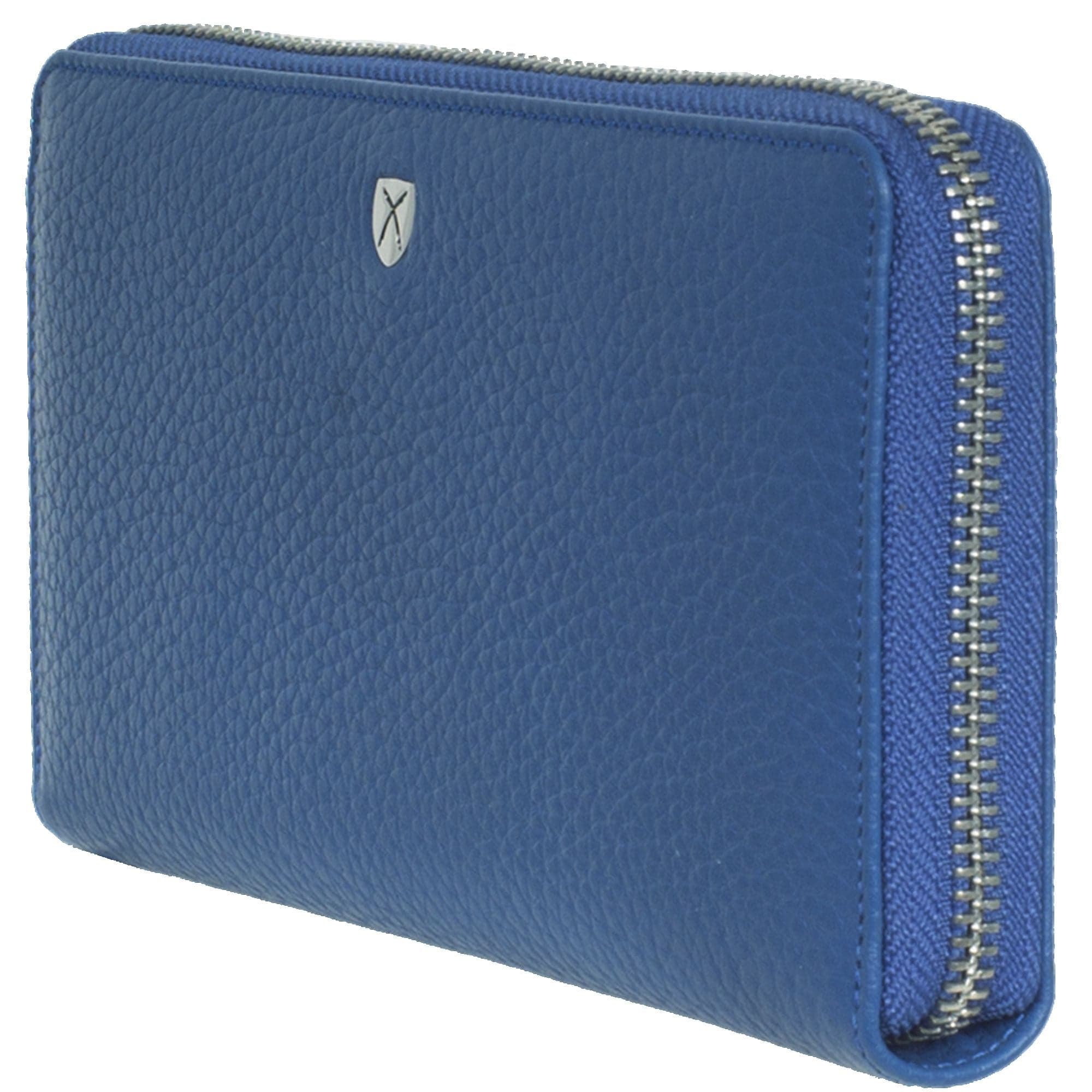 Geldbörse Portemonnaie Leder hellblau mit Rundumreißverschluss - Corf Offermann