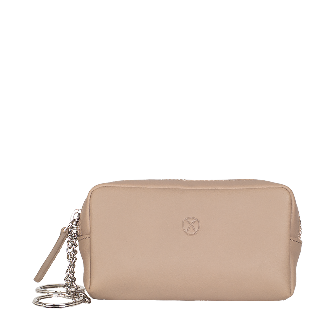 Schlüsseletui Leder glatt beige