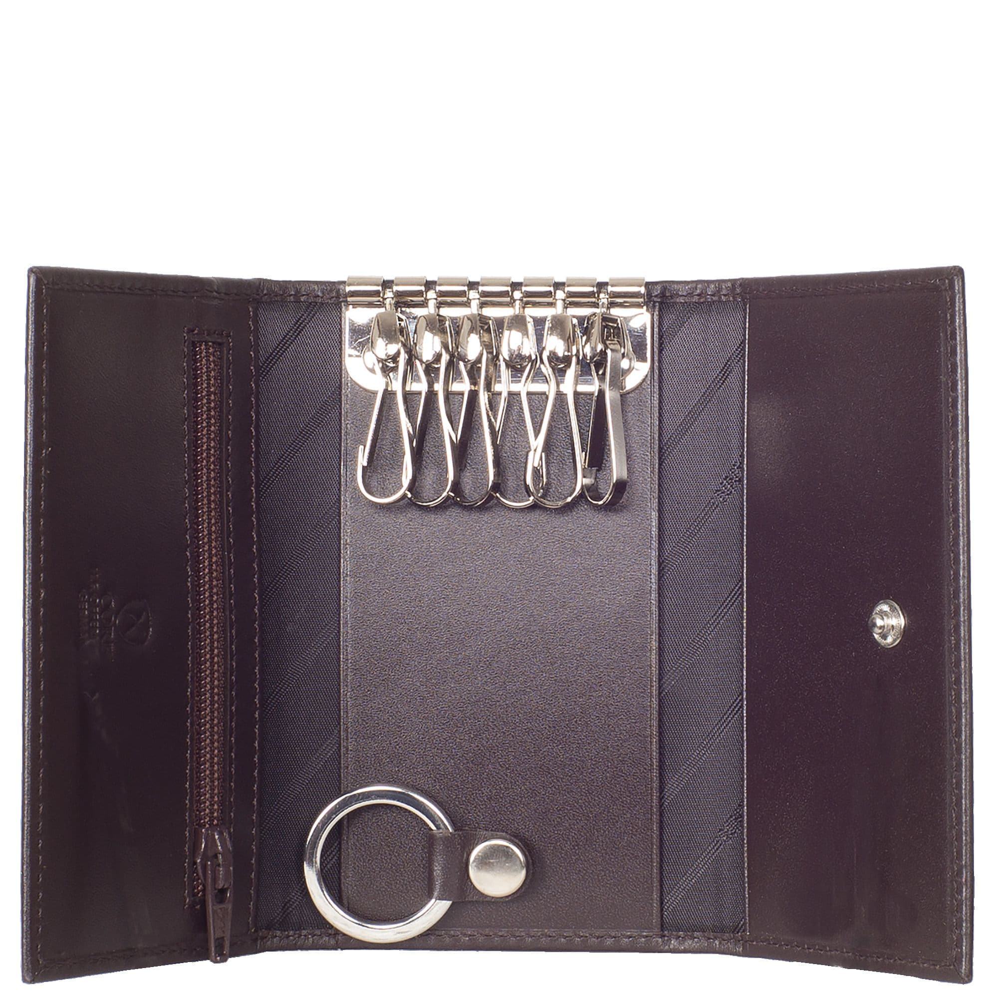 Schlüsseletui glattes Leder braun mit 6 Haken - Corf Offermann