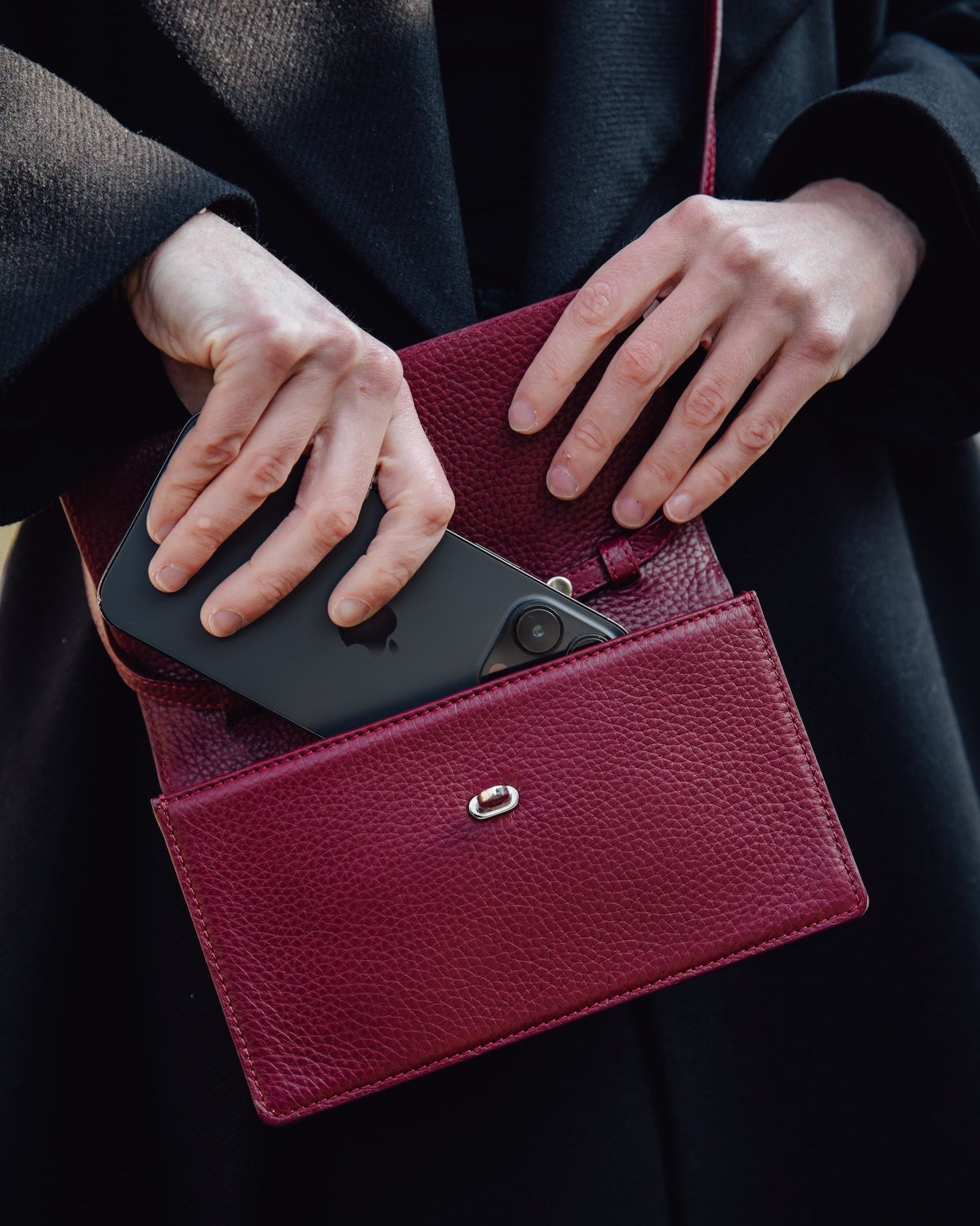 Handtasche Clutch Leder rot - Corf Offermann