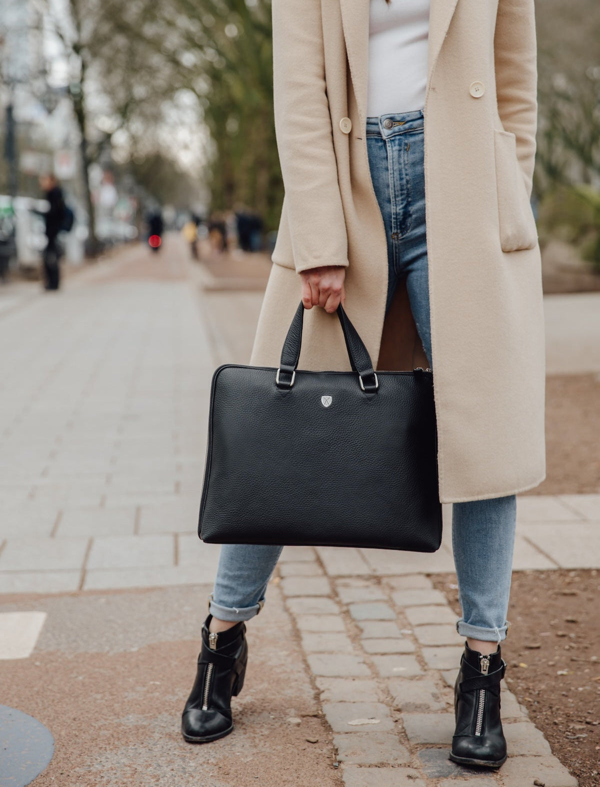 Businesstasche Laptoptasche 14 Zoll geprägtes Leder dunkel blau - Corf Offermann