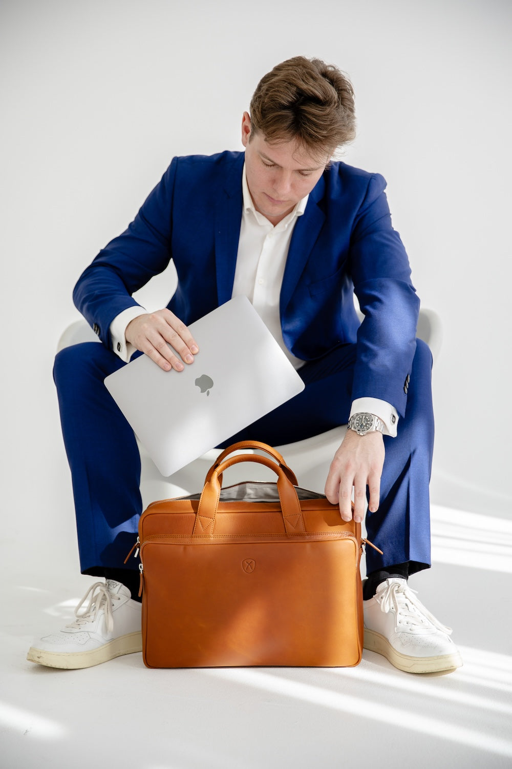 Businesstasche Laptoptasche 15 Zoll Leder cognac - Corf Offermann