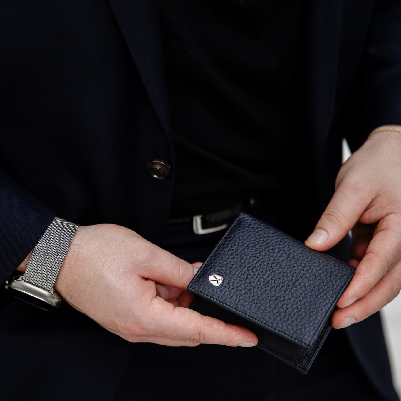 Geldbörse Portemonnaie klein Leder schwarz mit Münzfach - Corf Offermann