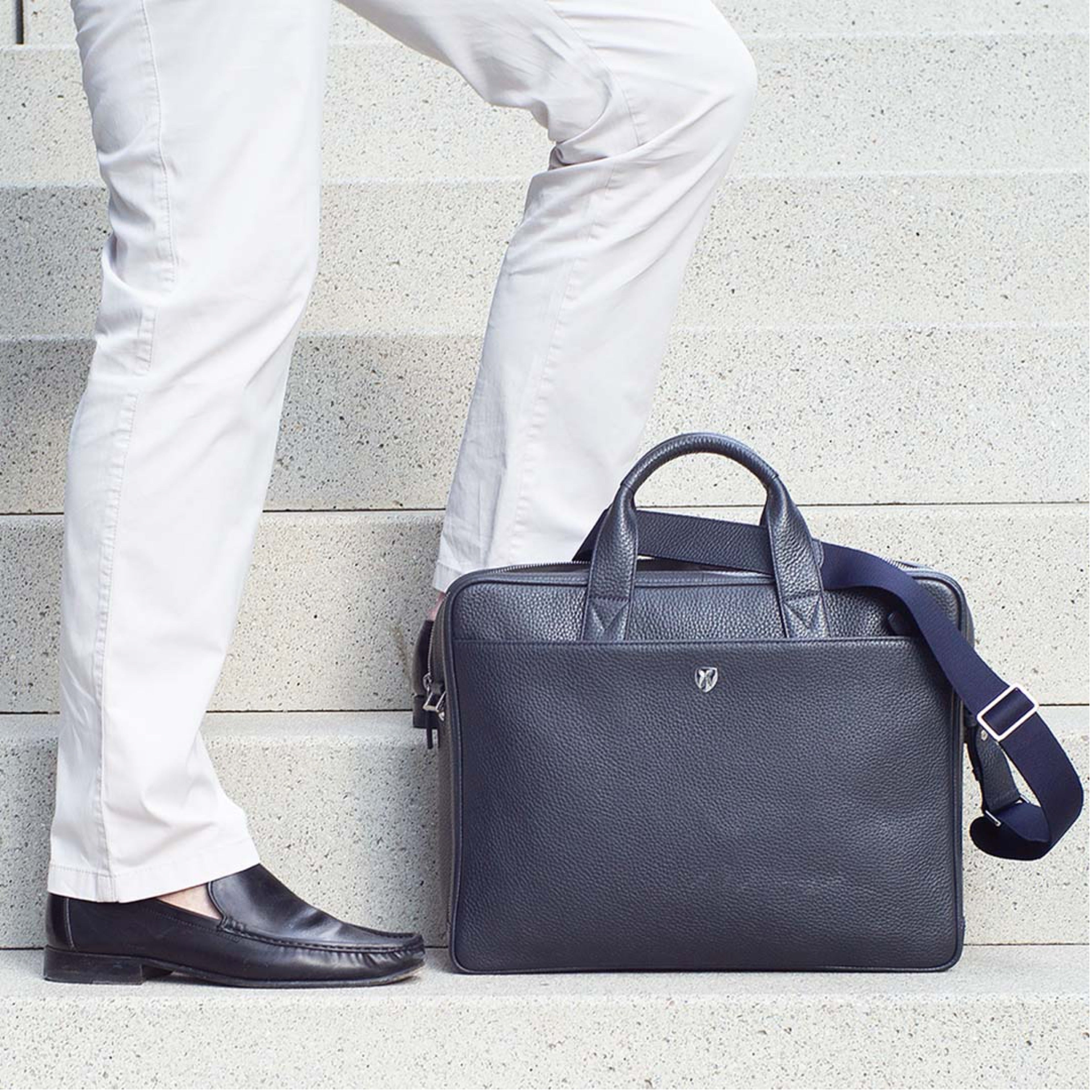 Businesstasche Laptoptasche  15 Zoll geprägtes Leder schwarz - Corf Offermann