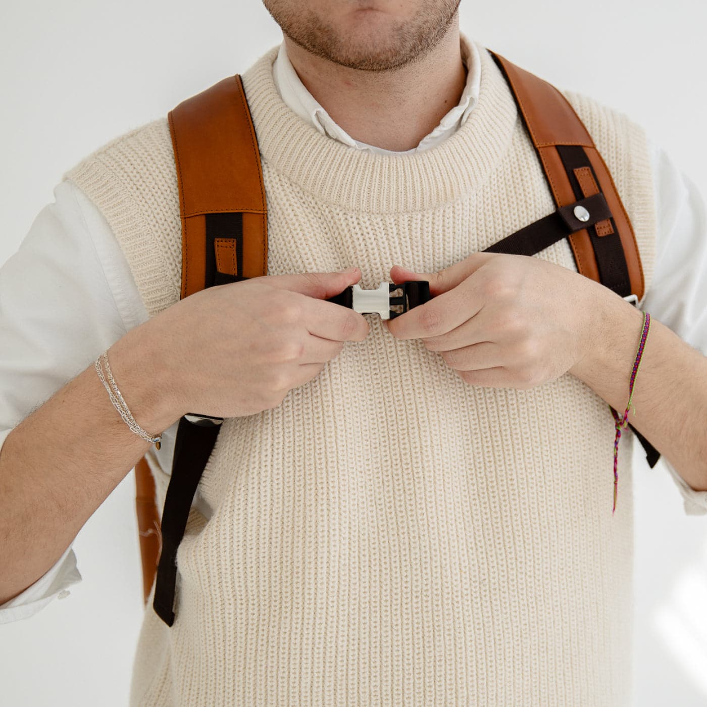 Businessrucksack Lederrucksack 15 Zoll Glattleder cognac 3 Fächer - Corf Offermann