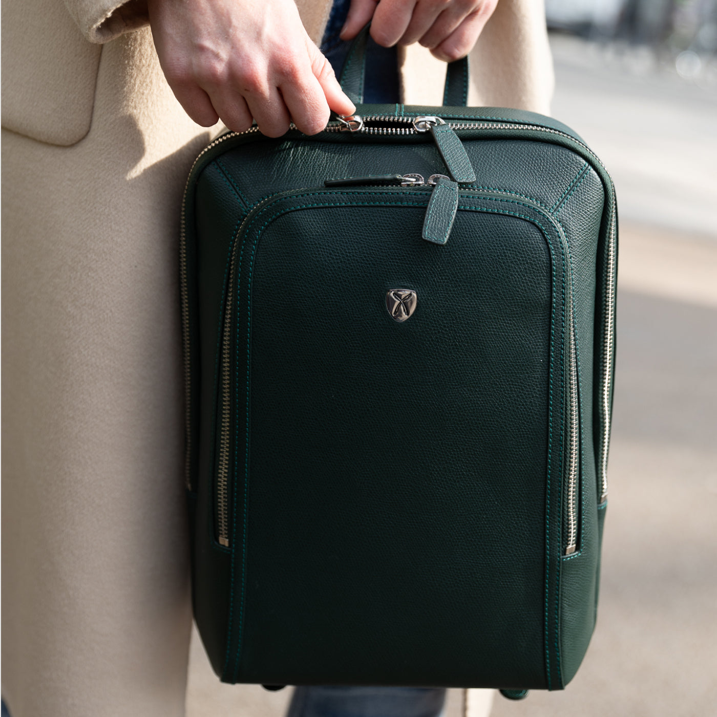 Businessrucksack Lederrucksack 14 Zoll Leder grün - Corf Offermann