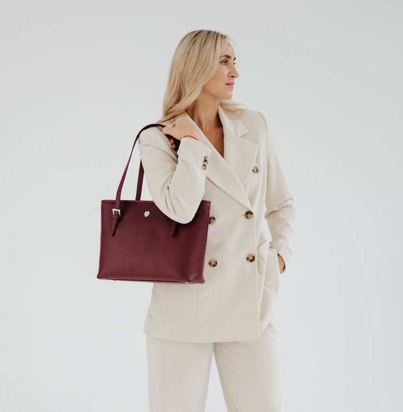 Handtasche Shopper 13 Zoll Leder rot