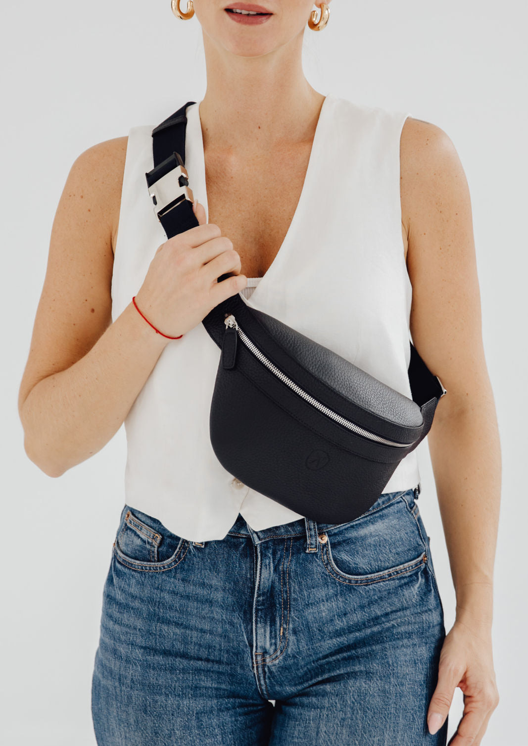 Crossover Gürteltasche Bauchtasche Leder schwarz