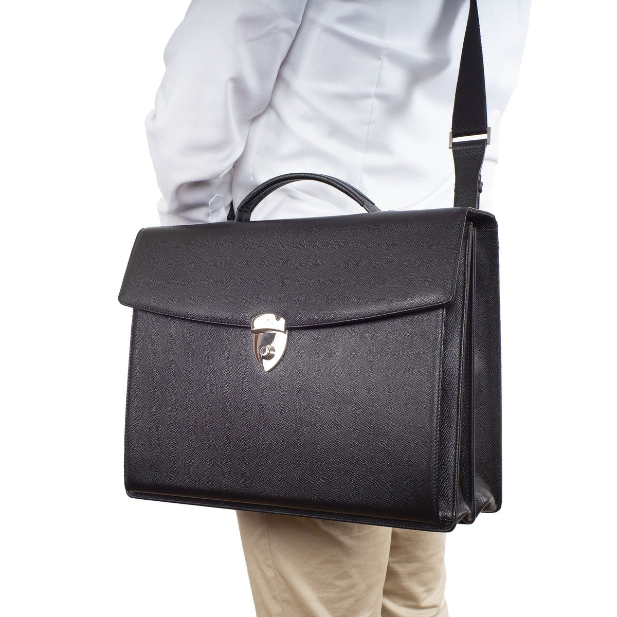 Konferenzmappe Aktentasche A4 geprägtes Leder schwarz mit Laptopfach - Corf Offermann