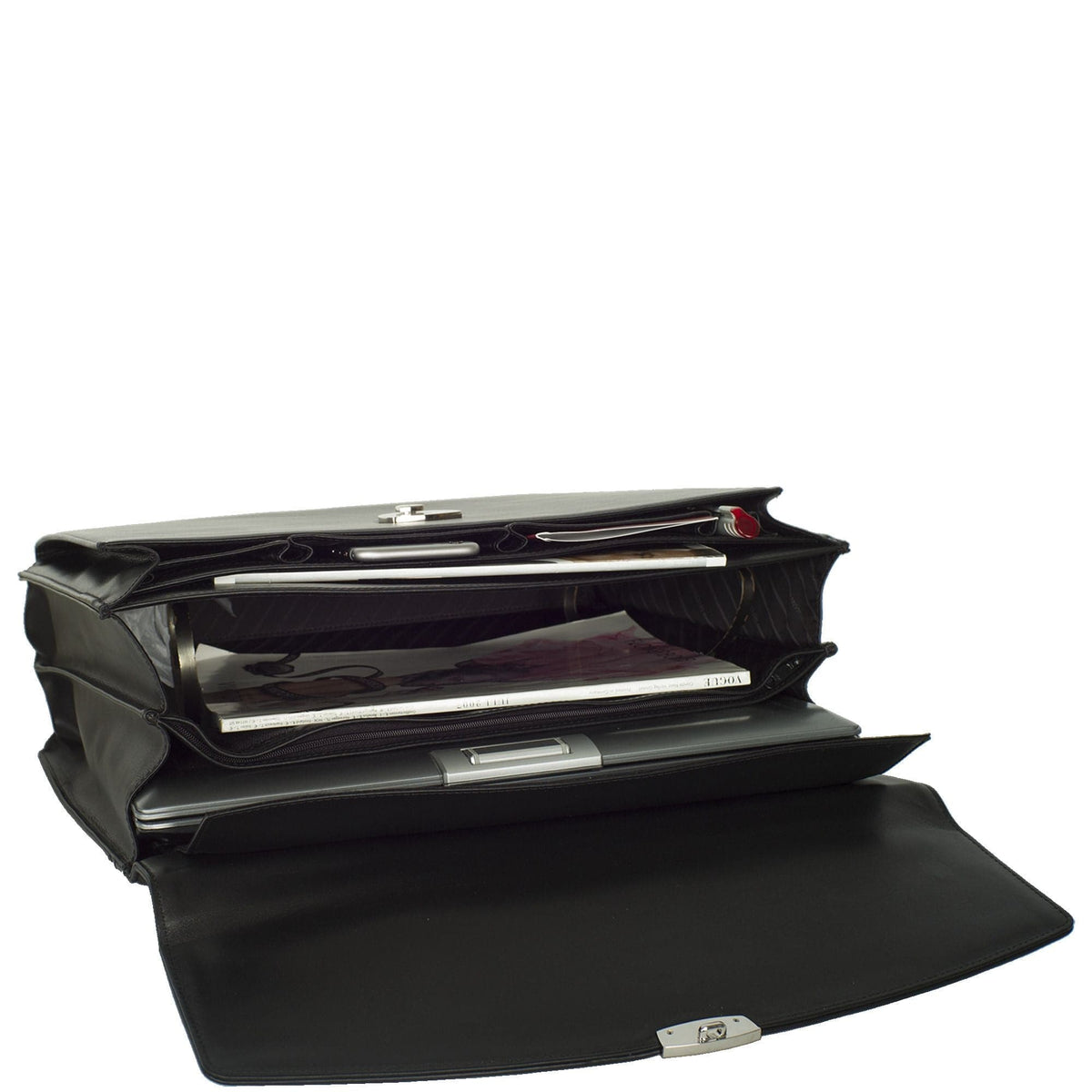 Konferenzmappe Aktentasche A4 Leder schwarz mit Laptopfach - Corf Offermann