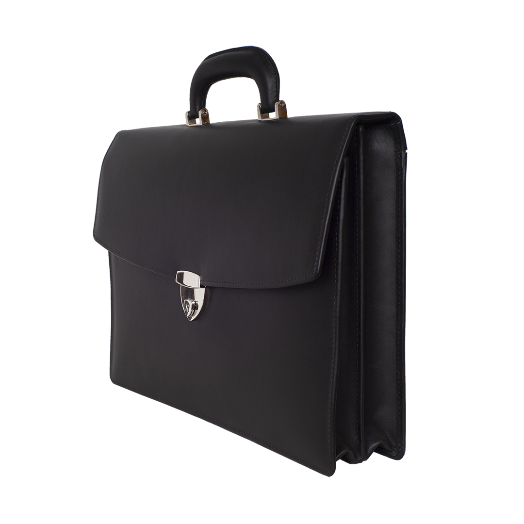 Konferenzmappe Aktentasche A4 Leder schwarz mit Griff - Corf Offermann