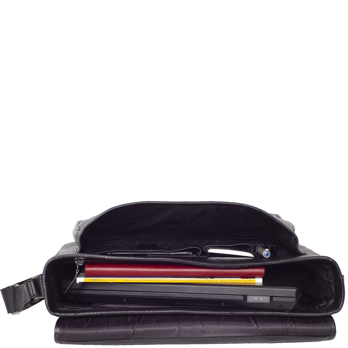 Konferenzmappe Aktentasche Laptoptasche 15 Zoll Leder schwarz mit 2 Steckschlössern - Corf Offermann