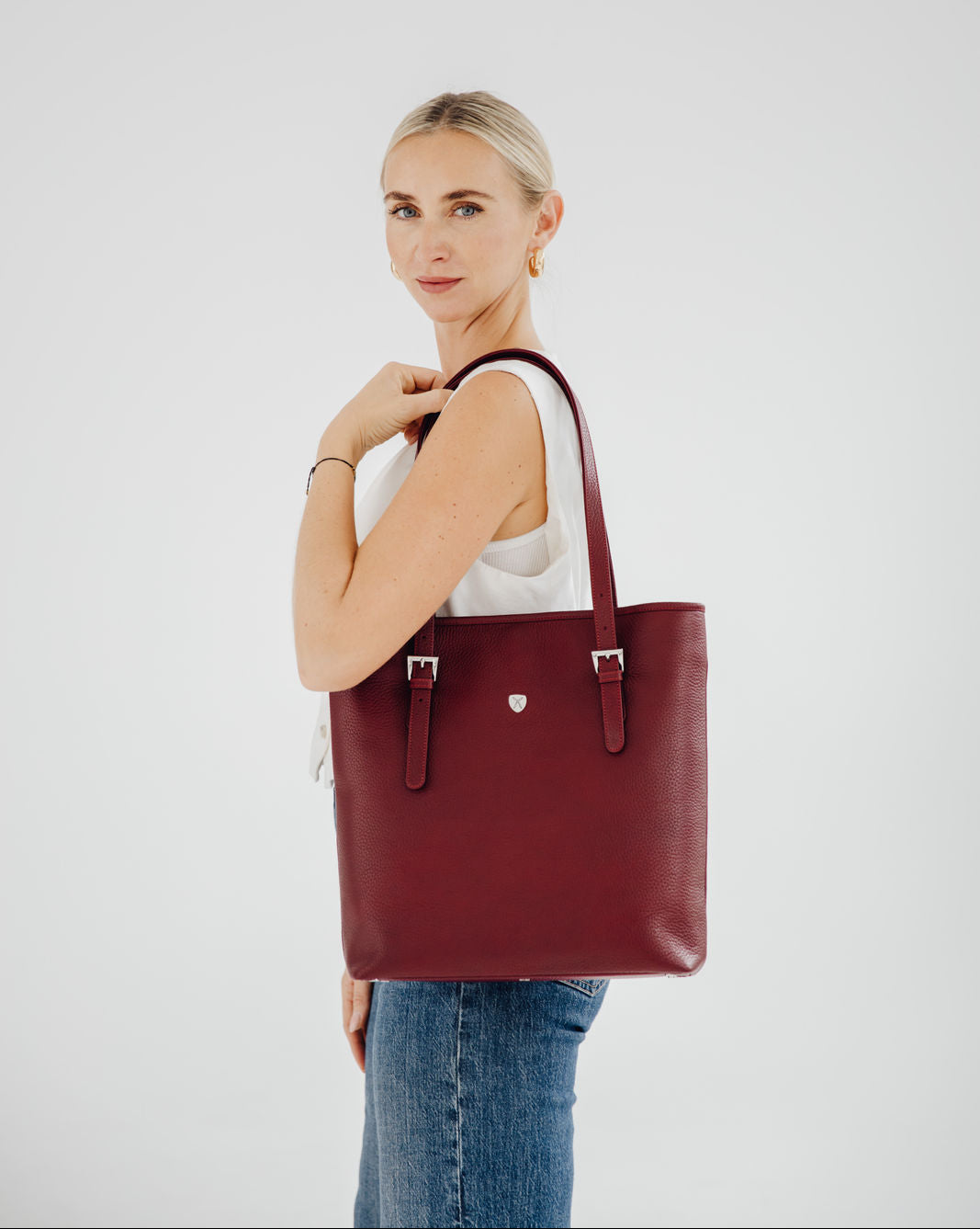 Handtasche Shopper Leder bordeauxrot